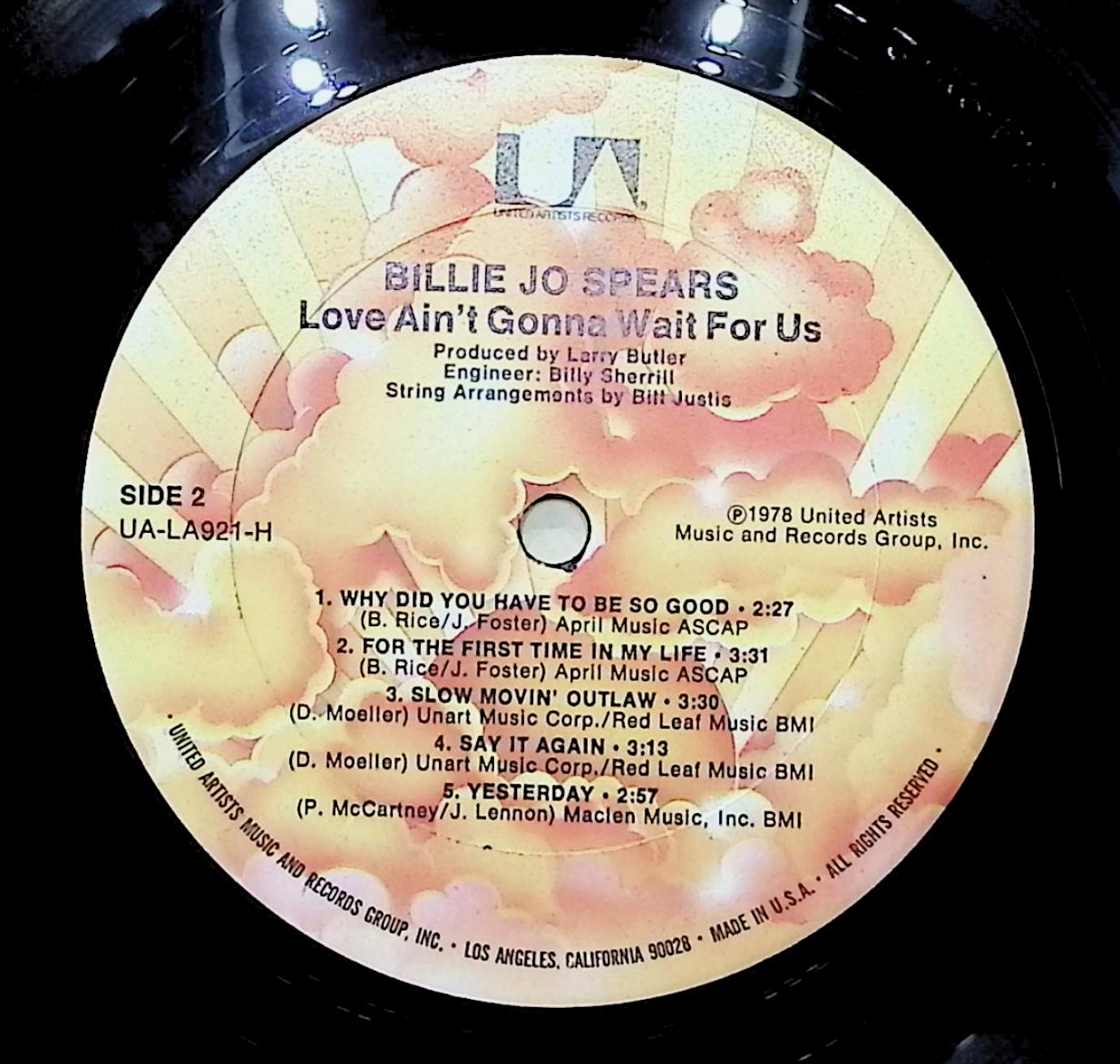 Billie Jo Spears Love Ain't Gonna Wait For Us 1978 LP Pop  — image 2