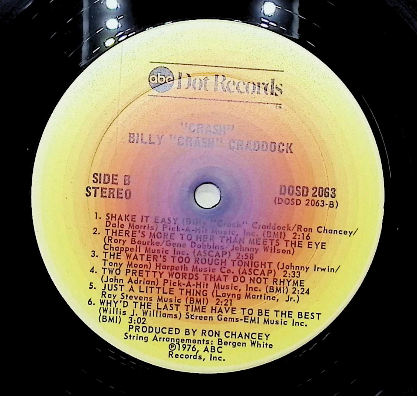 Billy 'Crash' Craddock Crash 1976 LP DOSD-2063 Rock,Folk, World, & Country — image 2