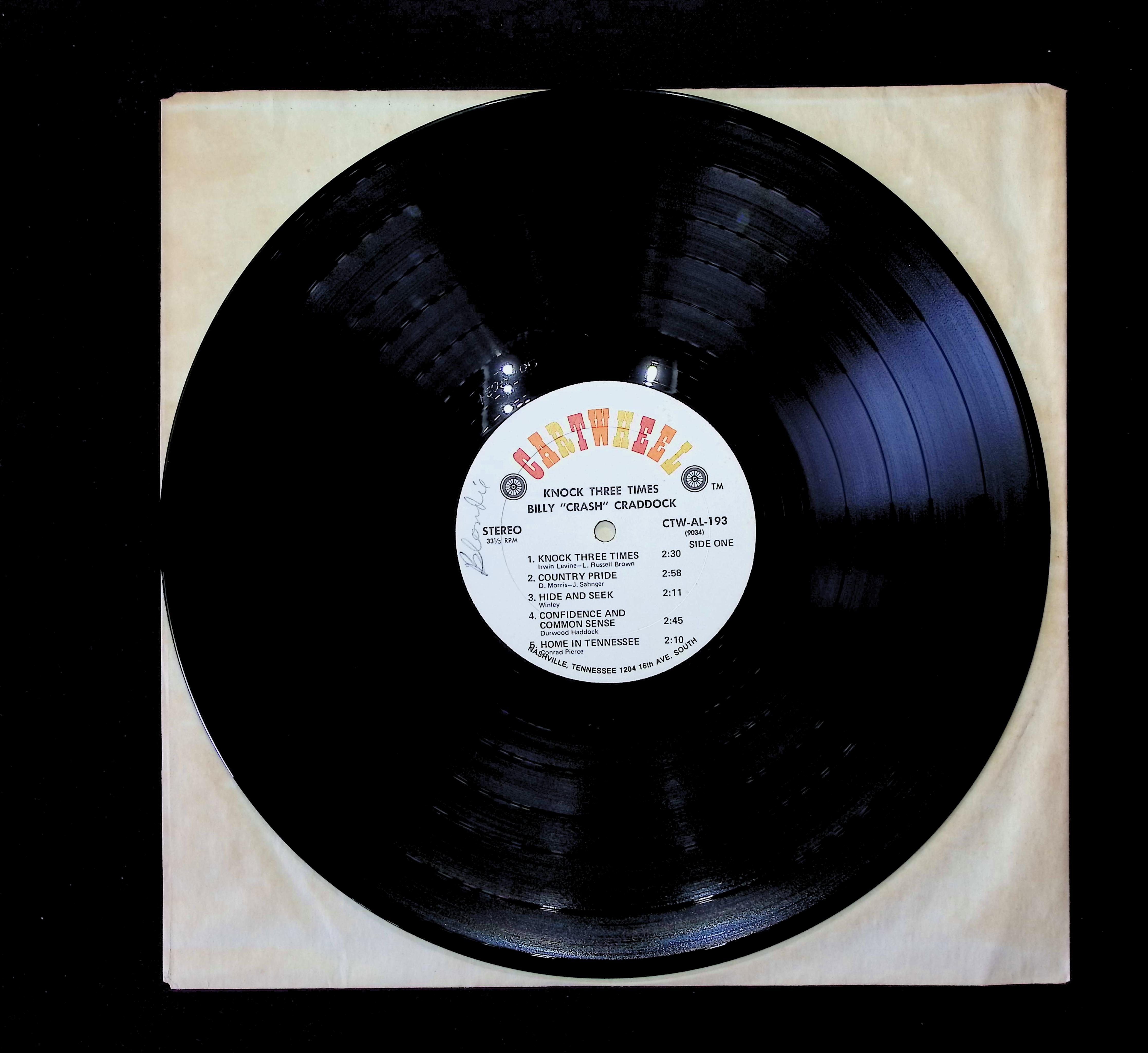 Billy 'Crash' Craddock Knock Three Times 12" LP 1971 CTW-AL-193 Folk, World, & Country — image 3