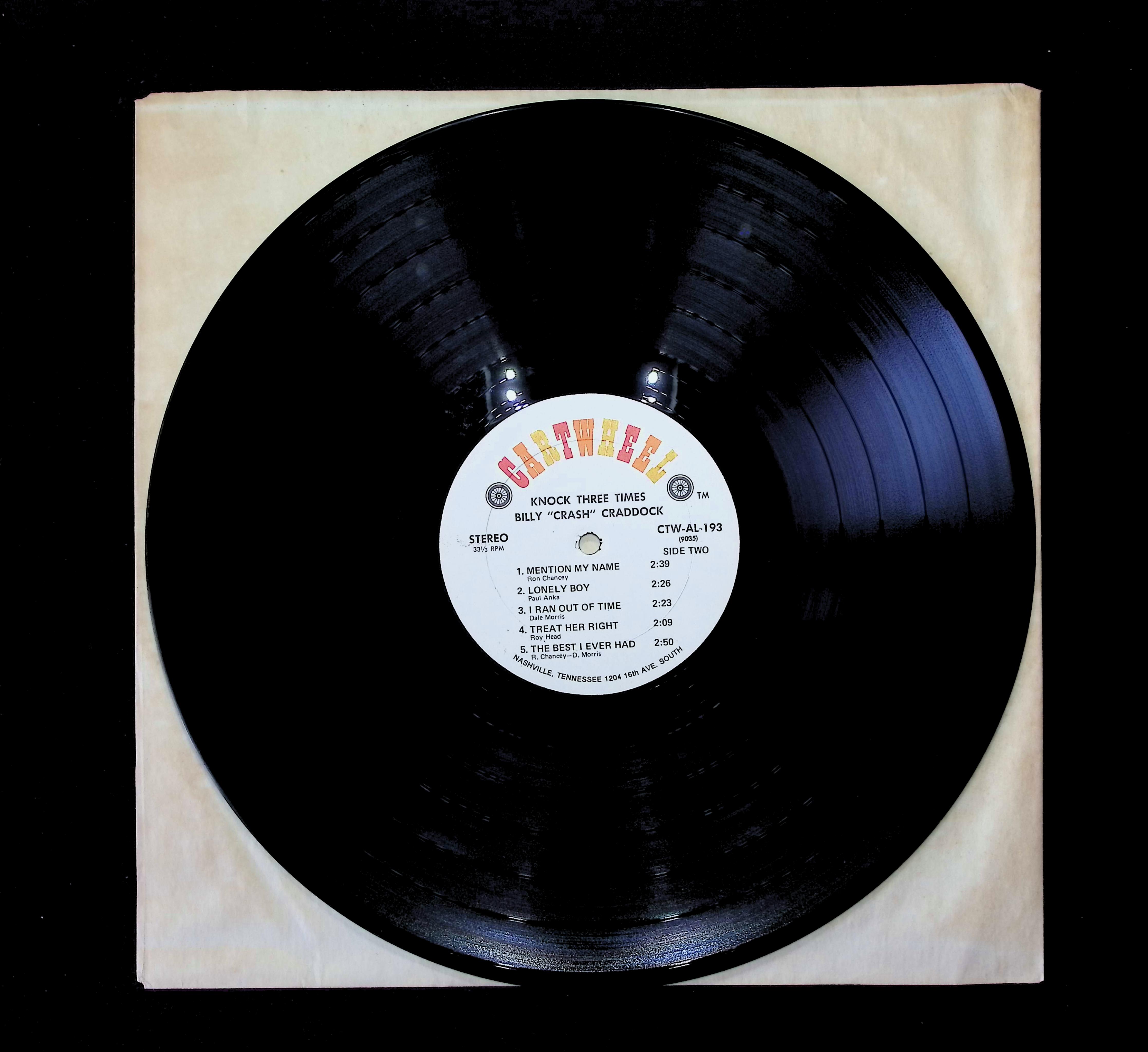 Billy 'Crash' Craddock Knock Three Times 12" LP 1971 CTW-AL-193 Folk, World, & Country — image 5