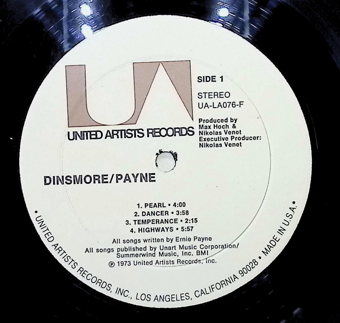 Rick Dinsmore / Ernie Payne Dinsmore Payne 12" LP 1973 UA-LA076-F Rock — image 2