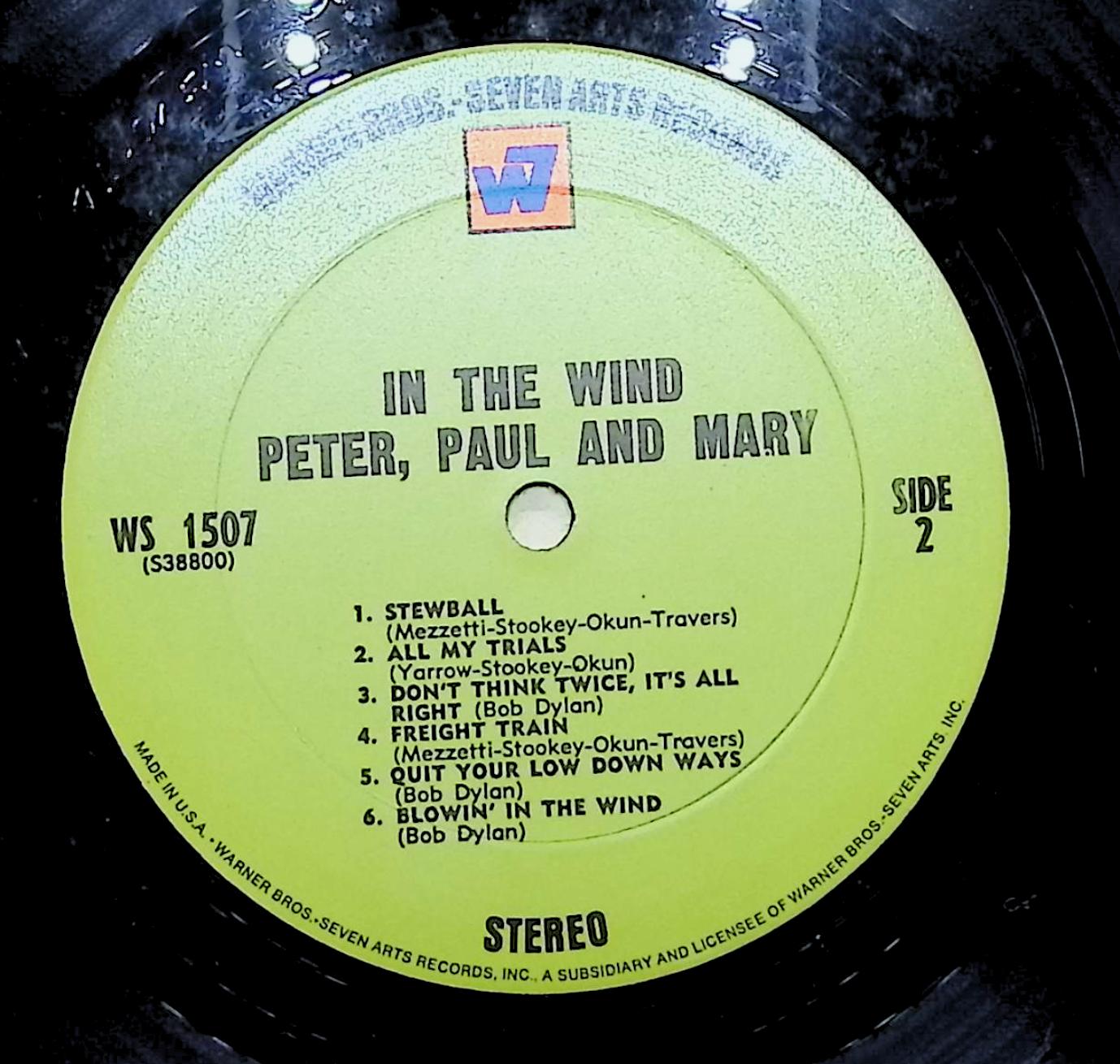 Peter, Paul & Mary In The Wind 12" LP 0 1507 Folk, World, & Country — image 4