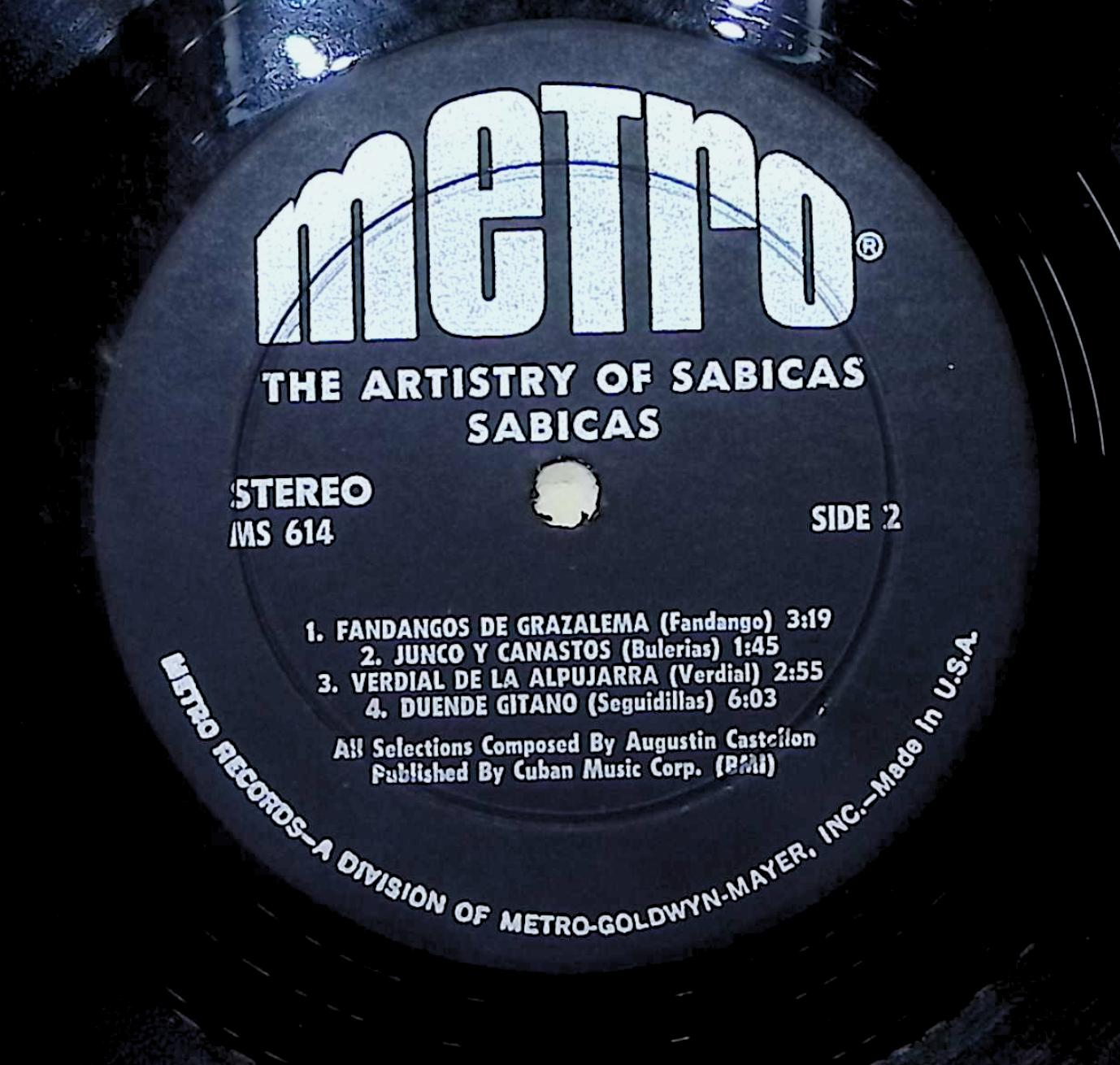 Sabicas The Artistry Of Sabicas 12" LP 1967 MS-614 Latin — image 2