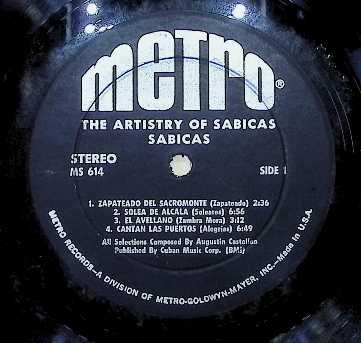 Sabicas The Artistry Of Sabicas 12" LP 1967 MS-614 Latin — image 4