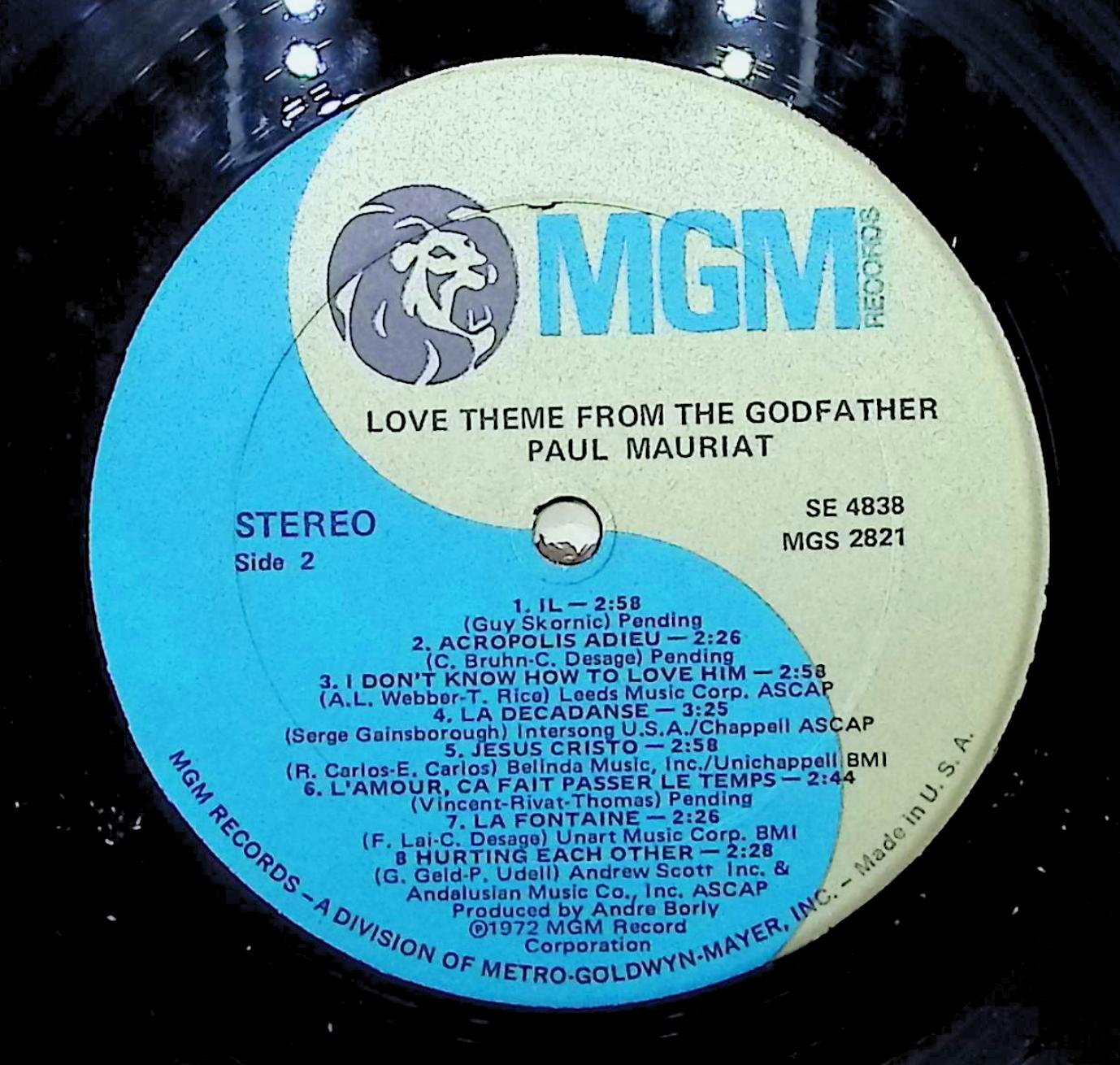 Paul Mauriat Love Theme From The Godfather 12" LP 1972 SE 4838 Stage & Screen — image 2