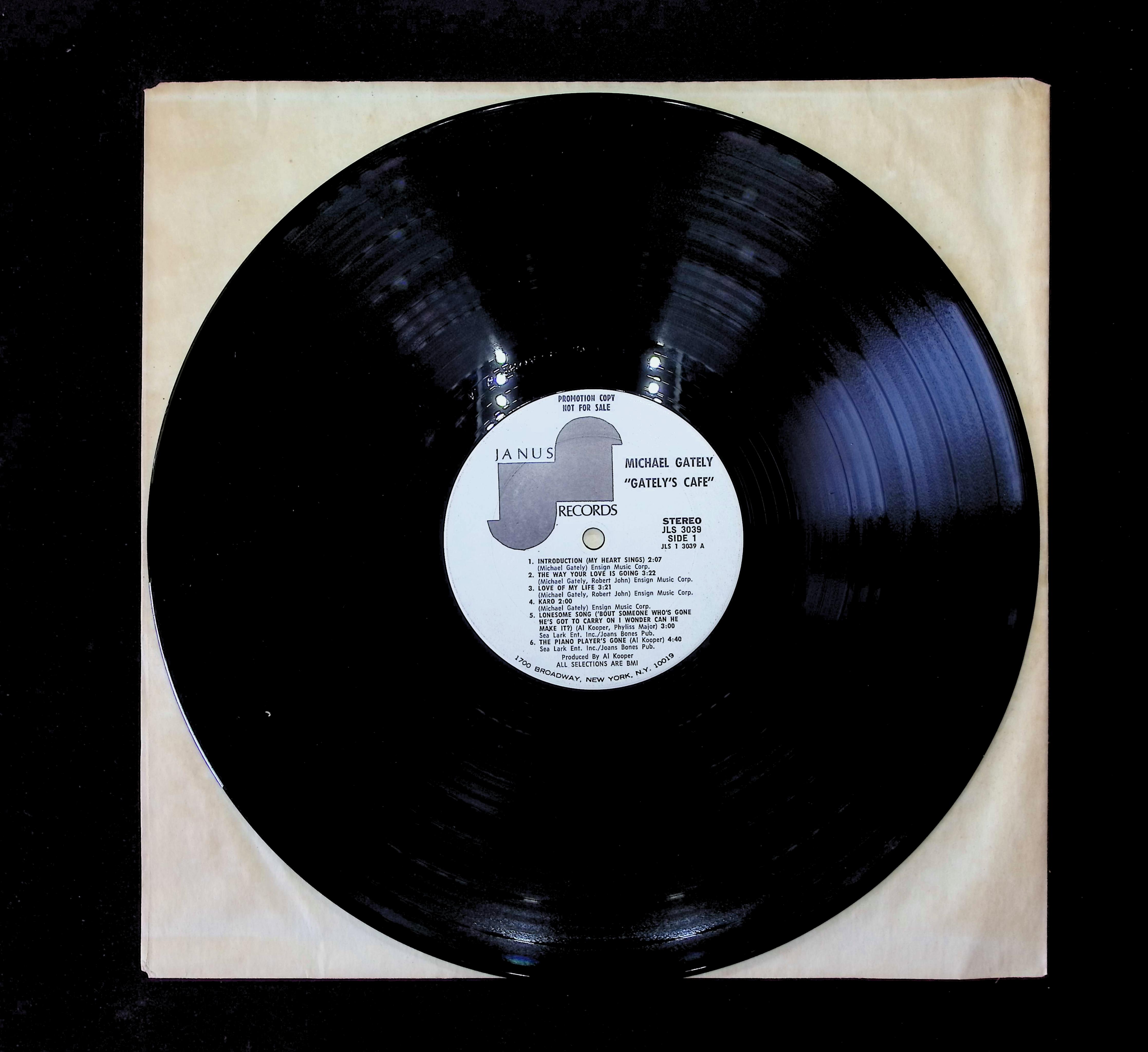 Michael Gately Gately's Cafe 12" LP 1972 JLS 3039 Rock — image 5