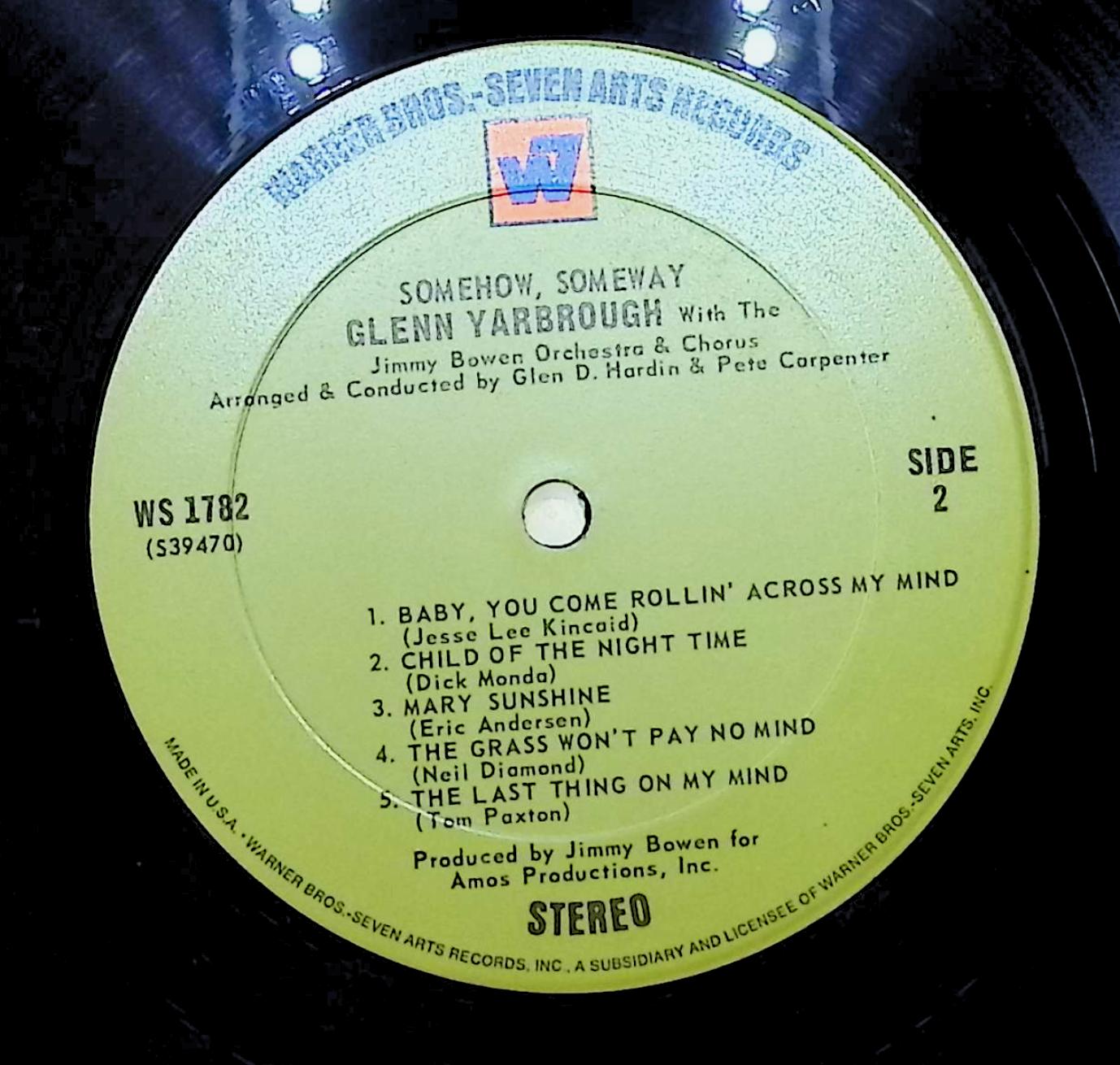 Glenn Yarbrough Somehow, Someway 1969 LP WS 1782 Pop — image 2