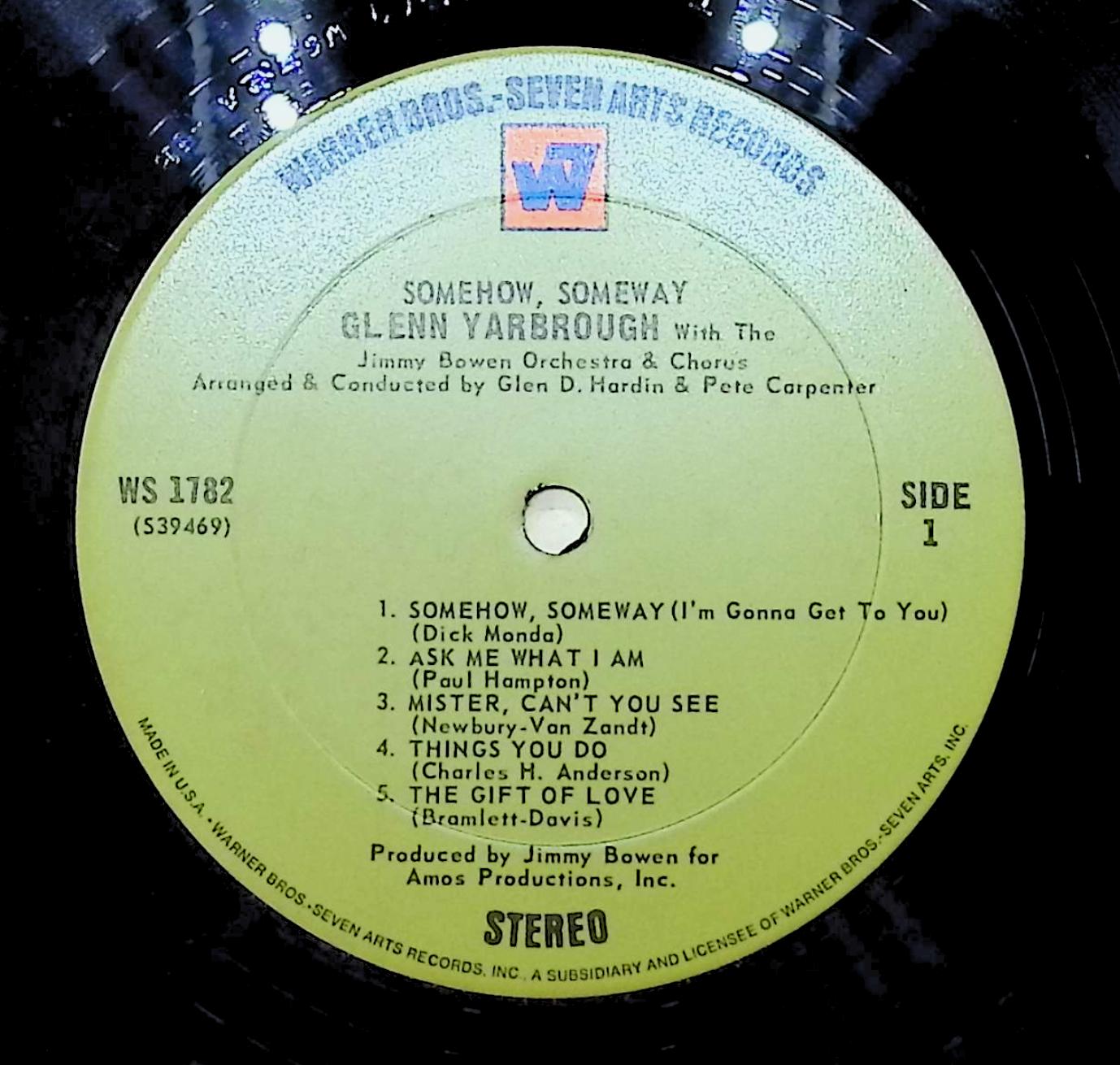 Glenn Yarbrough Somehow, Someway 1969 LP WS 1782 Pop — image 4