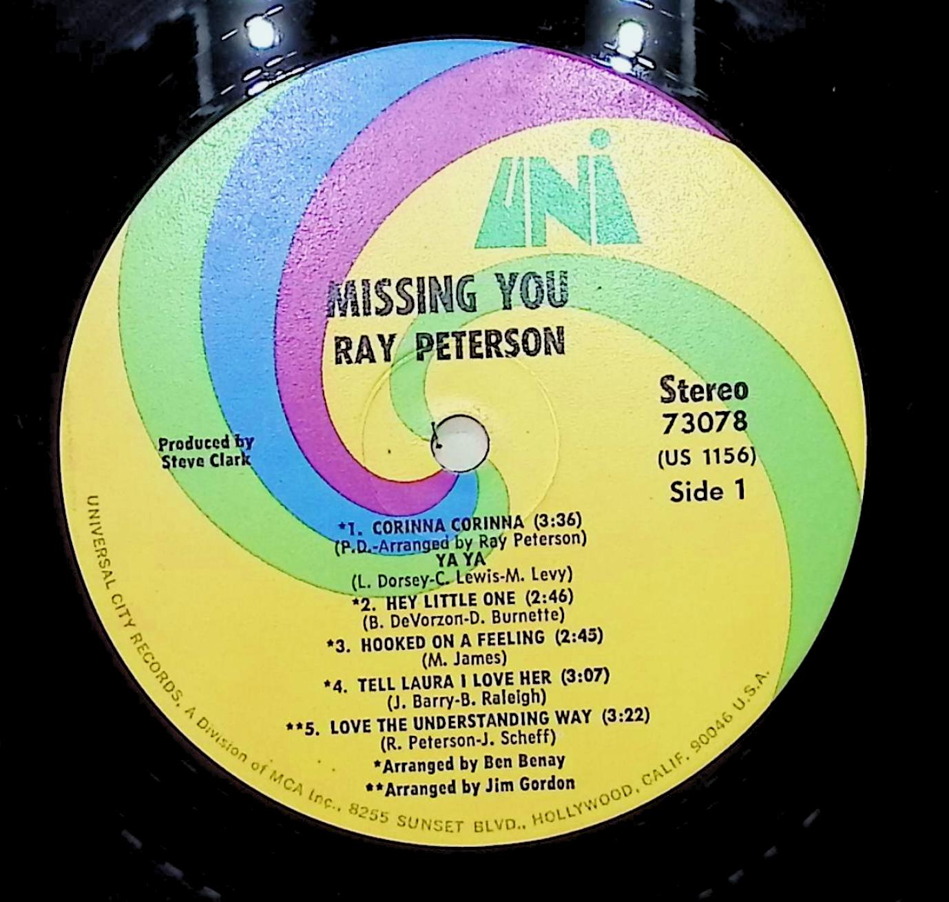 Ray Peterson Missing You (Featuring His Greatest Hits!) 1970 LP 730 Rock  — image 2