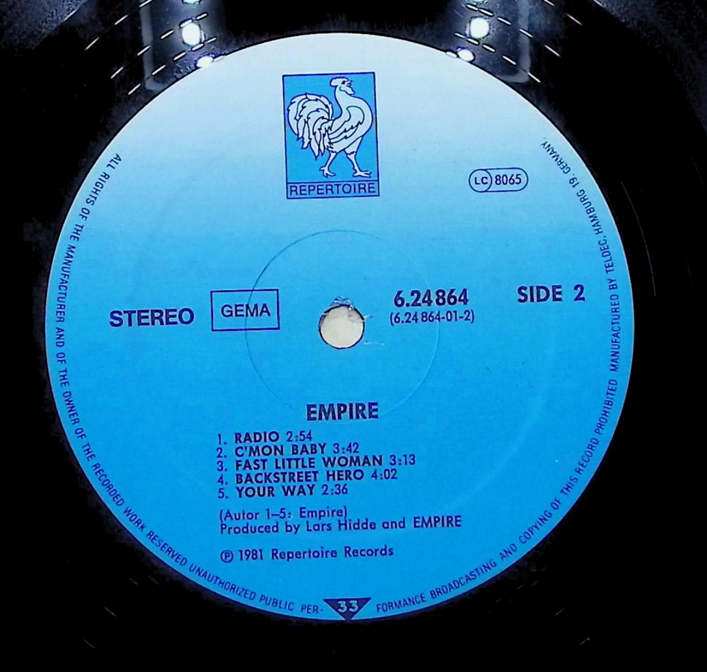 Empire Empire 12" LP 1981 6.24864 AS Rock — image 2