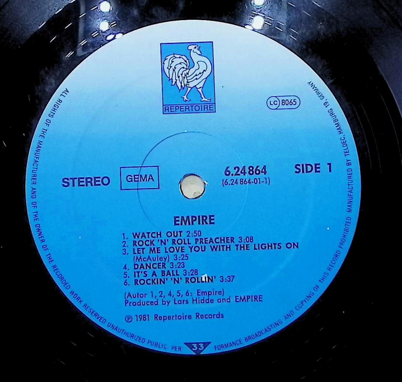 Empire Empire 12" LP 1981 6.24864 AS Rock — image 4