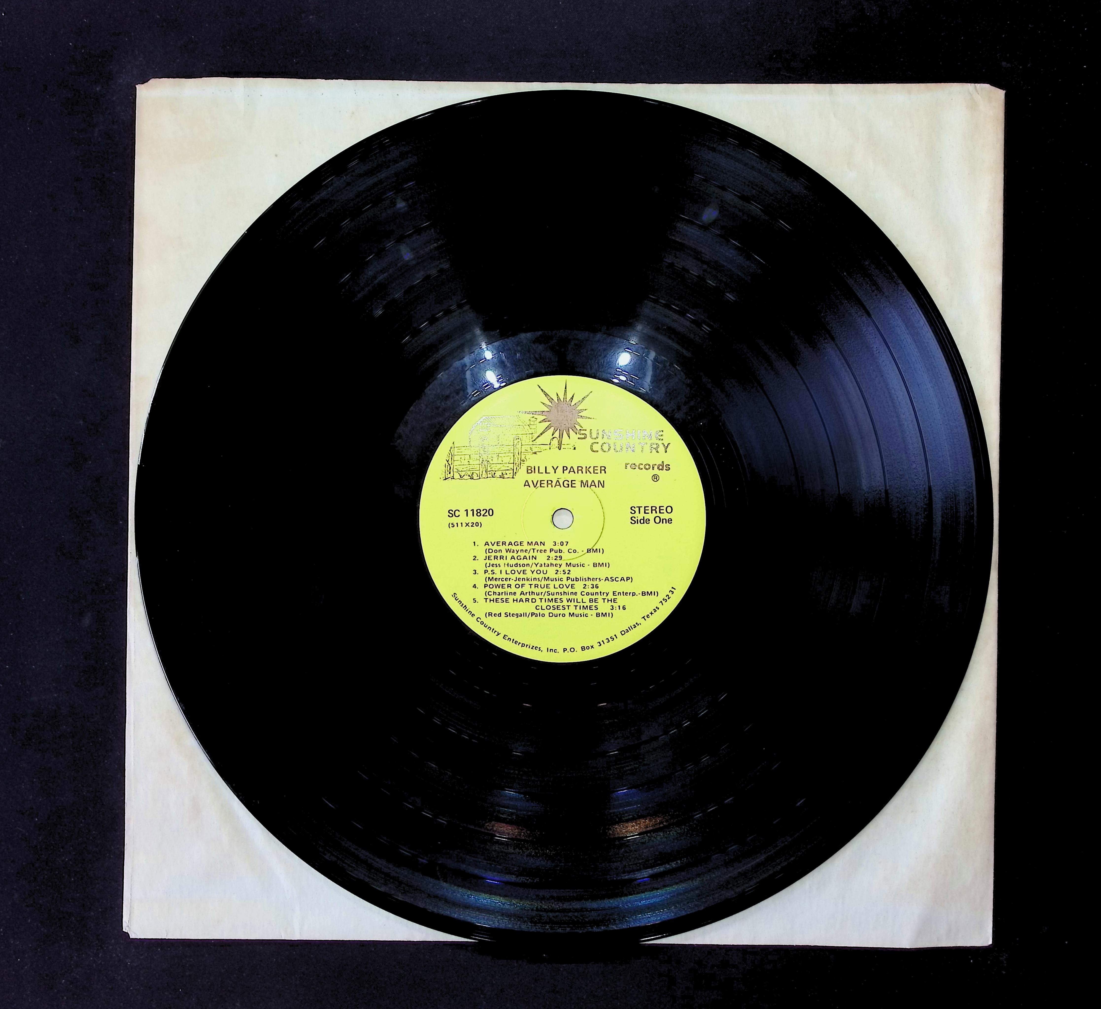 Billy Parker Average Man 1976 LP SC11820 Folk, World, & Country — image 3
