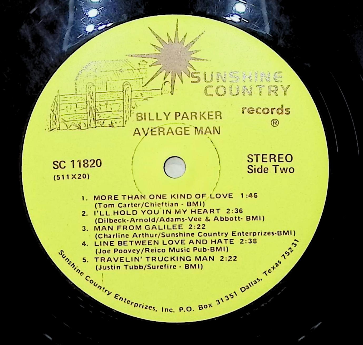 Billy Parker Average Man 1976 LP SC11820 Folk, World, & Country — image 4