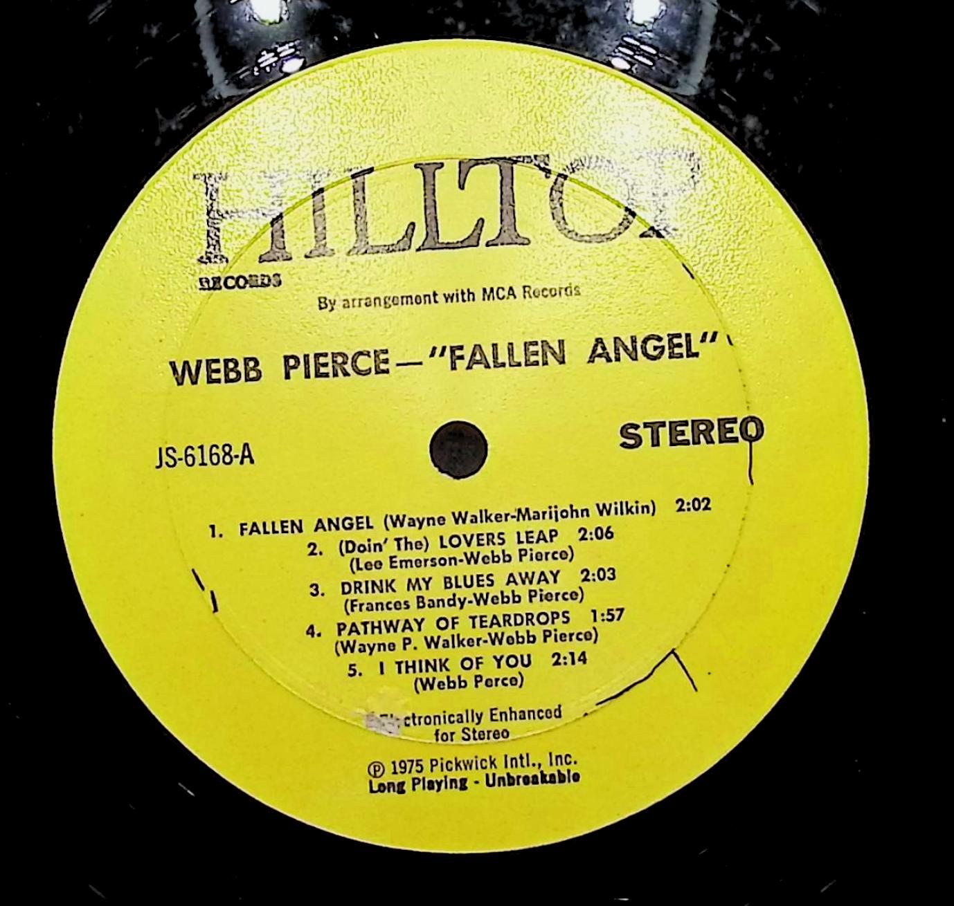 Webb Pierce Fallen Angel 12" LP 1975 JS-6168 Folk, World, & Country — image 2