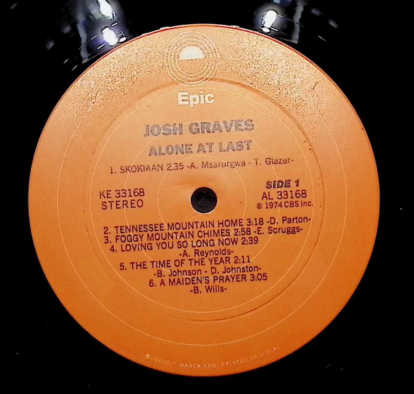 Josh Graves Alone At Last 12" LP 1974 KE 33168 Folk, World, & Country — image 2