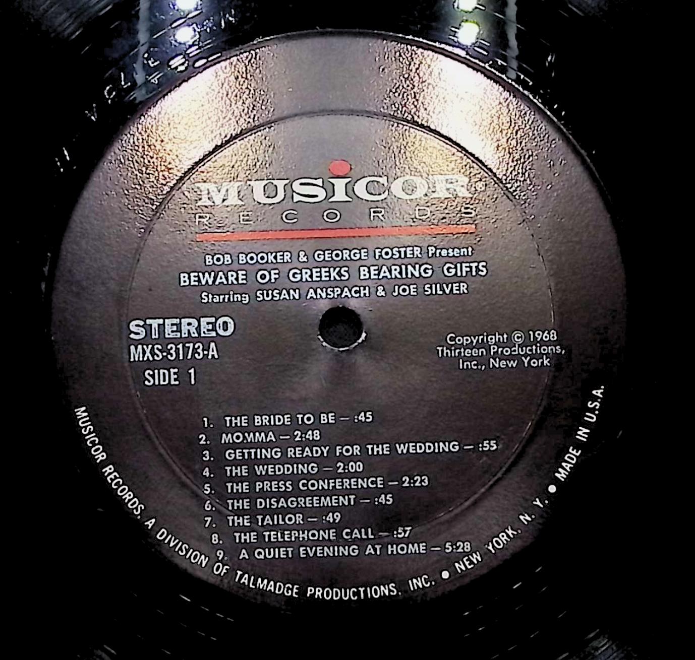 Bob Booker And George Foster Beware Of Greeks Bearing Gifts 12" LP 1968 MXS 3173 Non-Music — image 2
