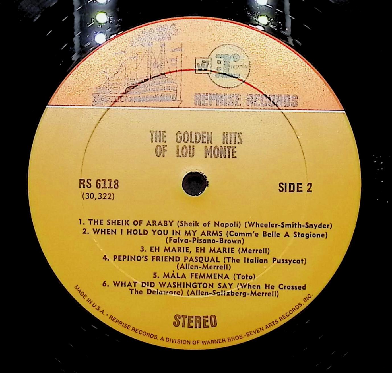 Lou Monte Lou Monte's Golden Hits 12" LP 1964 RS-6118 Pop — image 2