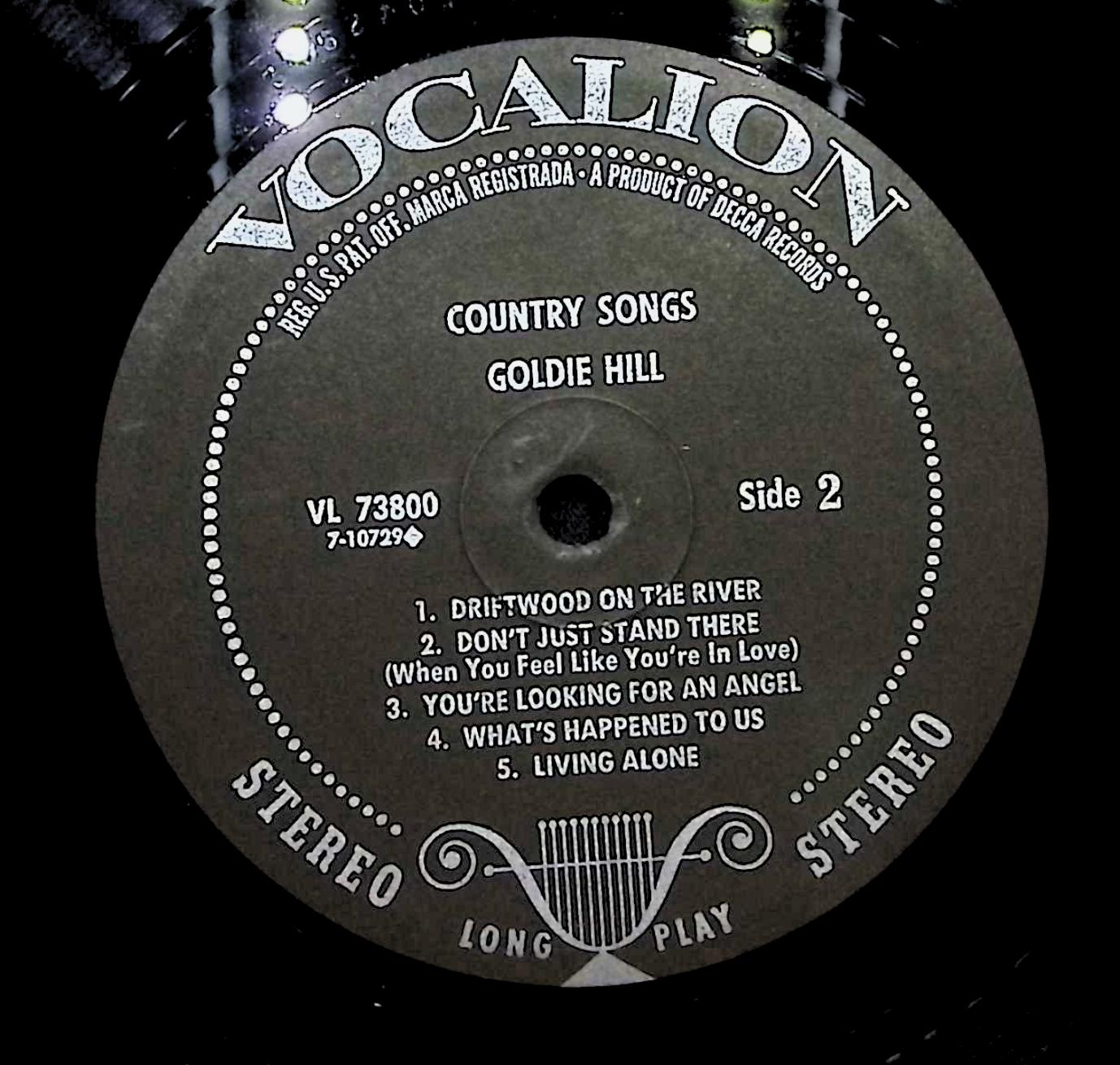 Goldie Hill Country Songs 12" LP 1967 VL 73800 Folk, World, & Country — image 4