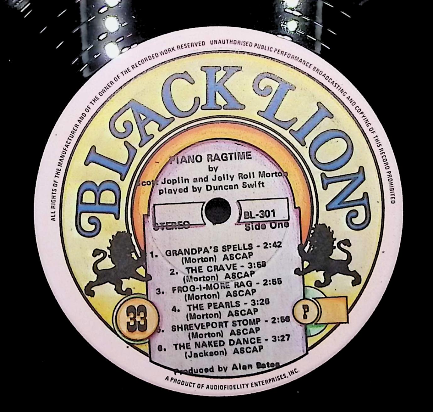 Duncan Swift Scott Joplin & Jelly Roll Morton-Piano Ragtime 12" LP 1974 Bl-301 Jazz — image 4