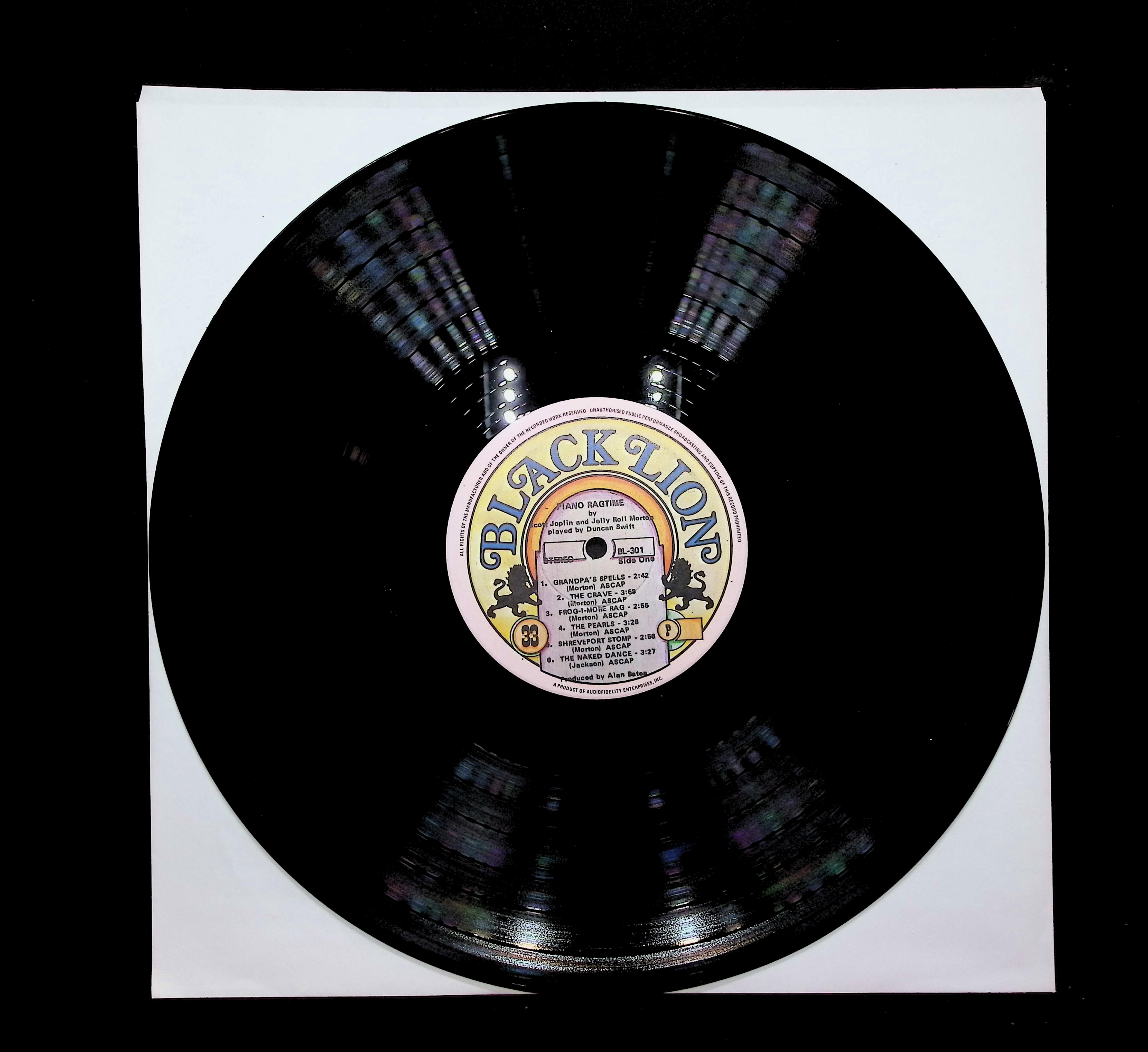 Duncan Swift Scott Joplin & Jelly Roll Morton-Piano Ragtime 12" LP 1974 Bl-301 Jazz — image 5