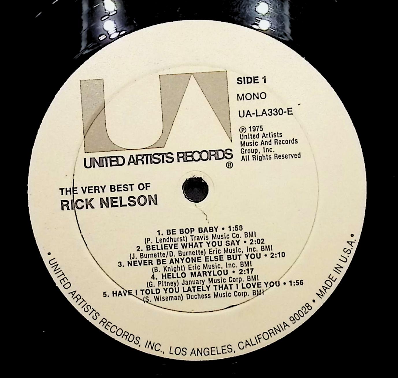 Ricky Nelson The Very Best Of Rick Nelson 12" LP 1975 UA-LA330-E Rock — image 2