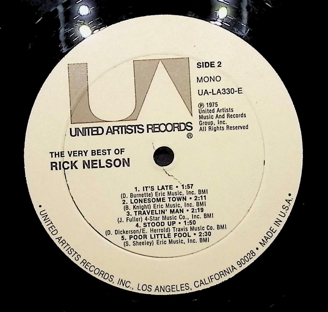 Ricky Nelson The Very Best Of Rick Nelson 12" LP 1975 UA-LA330-E Rock — image 4