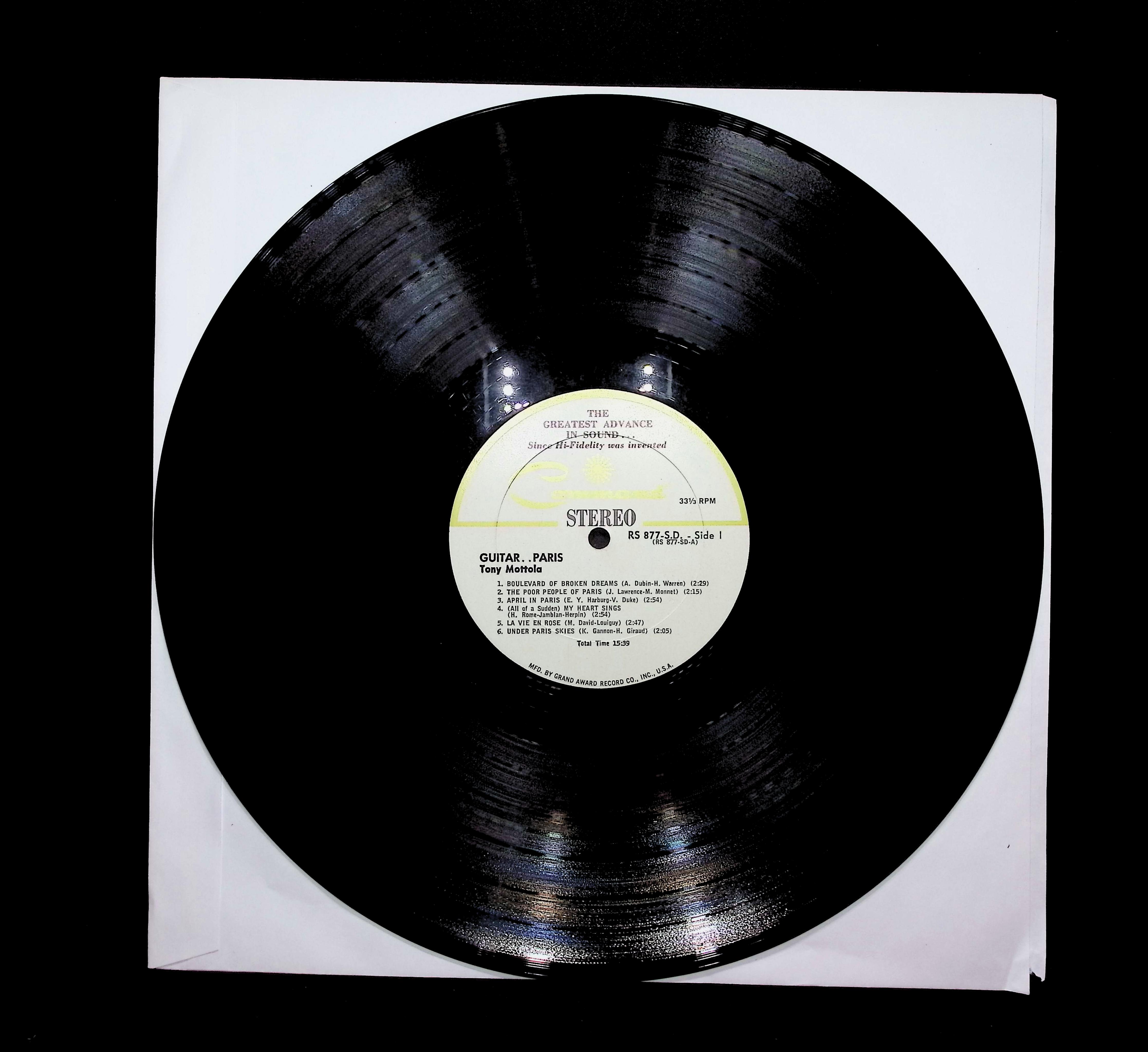 Tony Mottola Guitar....Paris 1964 LP RS 877SD Jazz — image 5