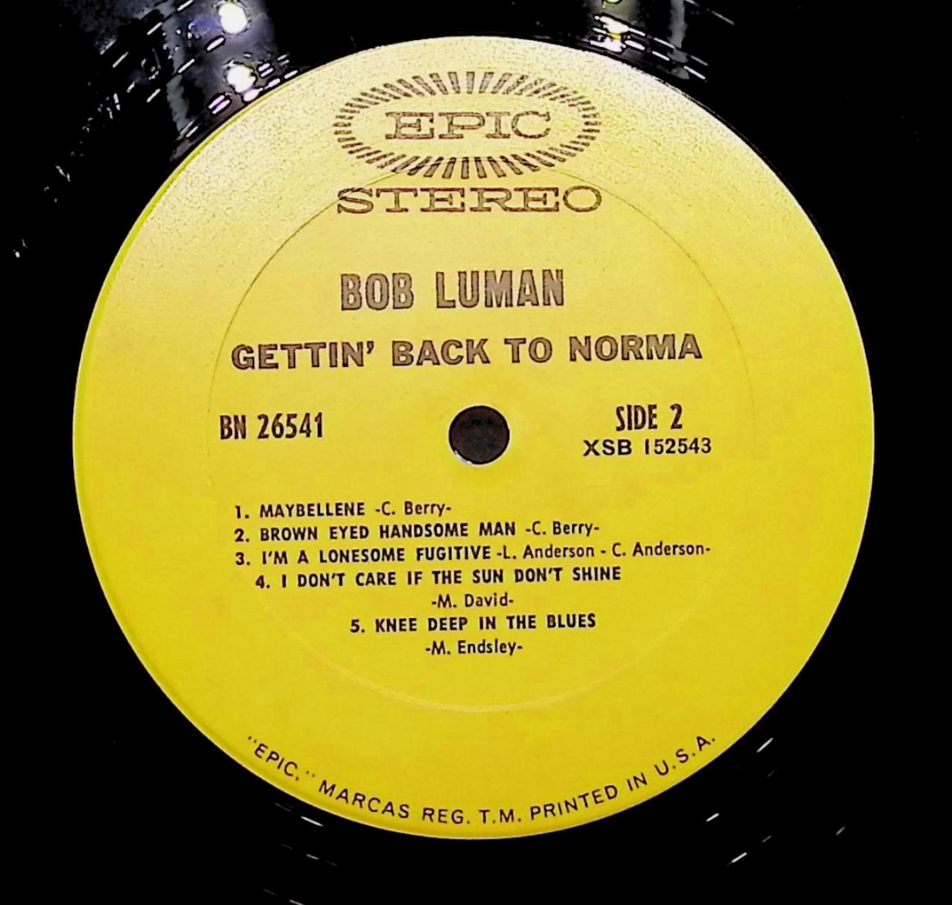 Bob Luman Gettin' Back To Norma 12" LP 1970 BN 26541 Folk, World, & Country — image 2