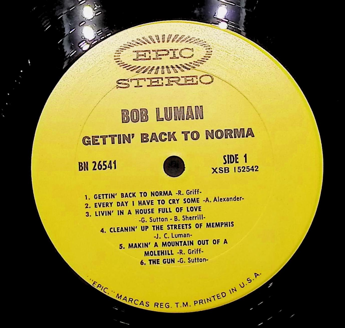Bob Luman Gettin' Back To Norma 12" LP 1970 BN 26541 Folk, World, & Country — image 4
