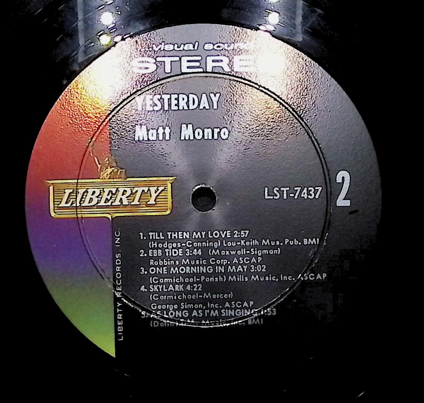 Matt Monro Yesterday 12" LP 1966 LST-7437 Jazz — image 4