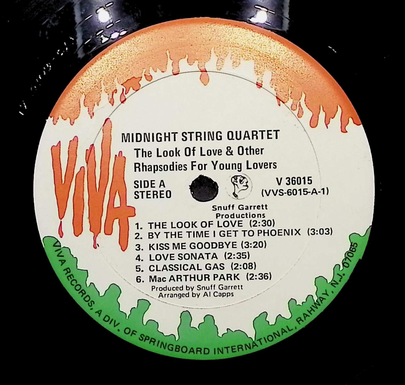 Midnight String Quartet The Look Of Love And Other Rhapsodies For Young Lovers 12" LP 1968 V-36015 Jazz — image 2