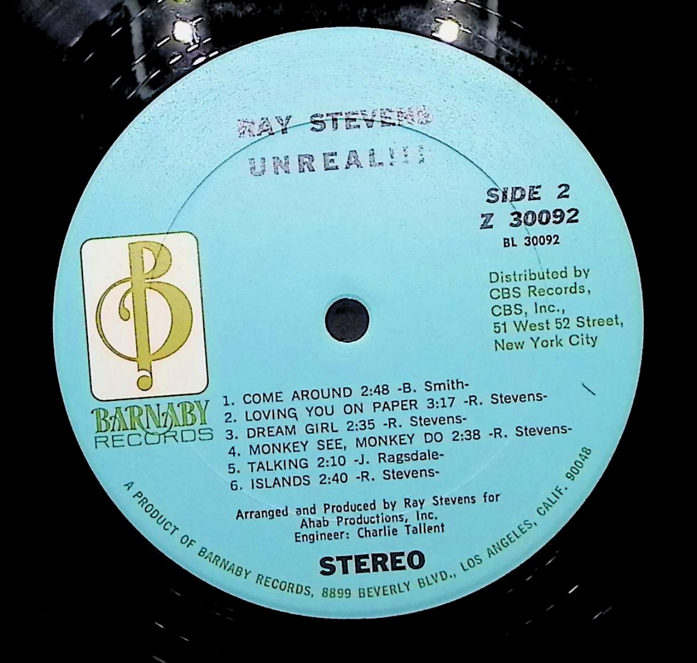 Ray Stevens Unreal!!! 12" LP 1970 Z 30092 Rock — image 2