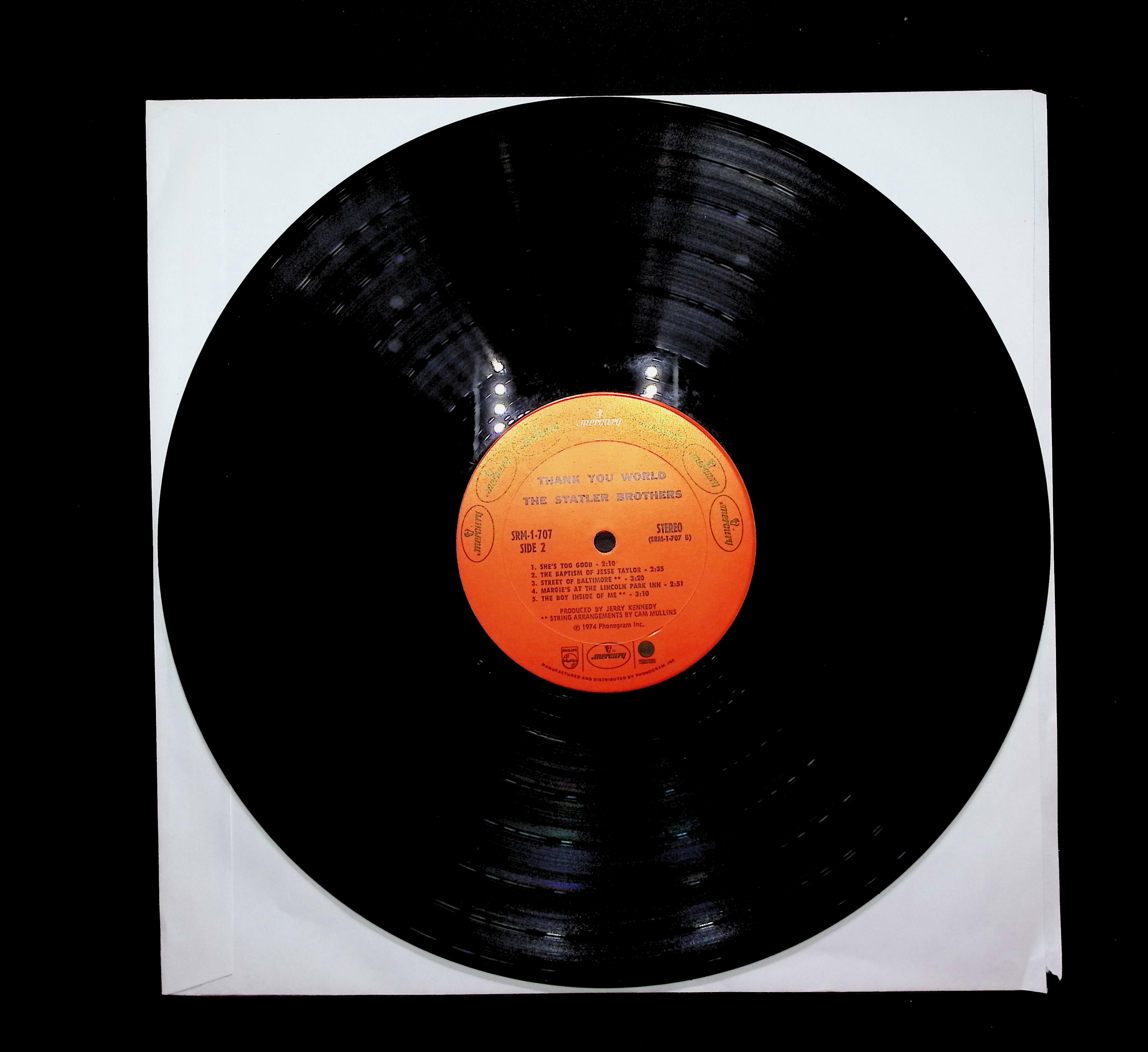 The Statler Brothers Thank You World 12" LP 1974 SRM-1-707 Folk, World, & Country — image 3
