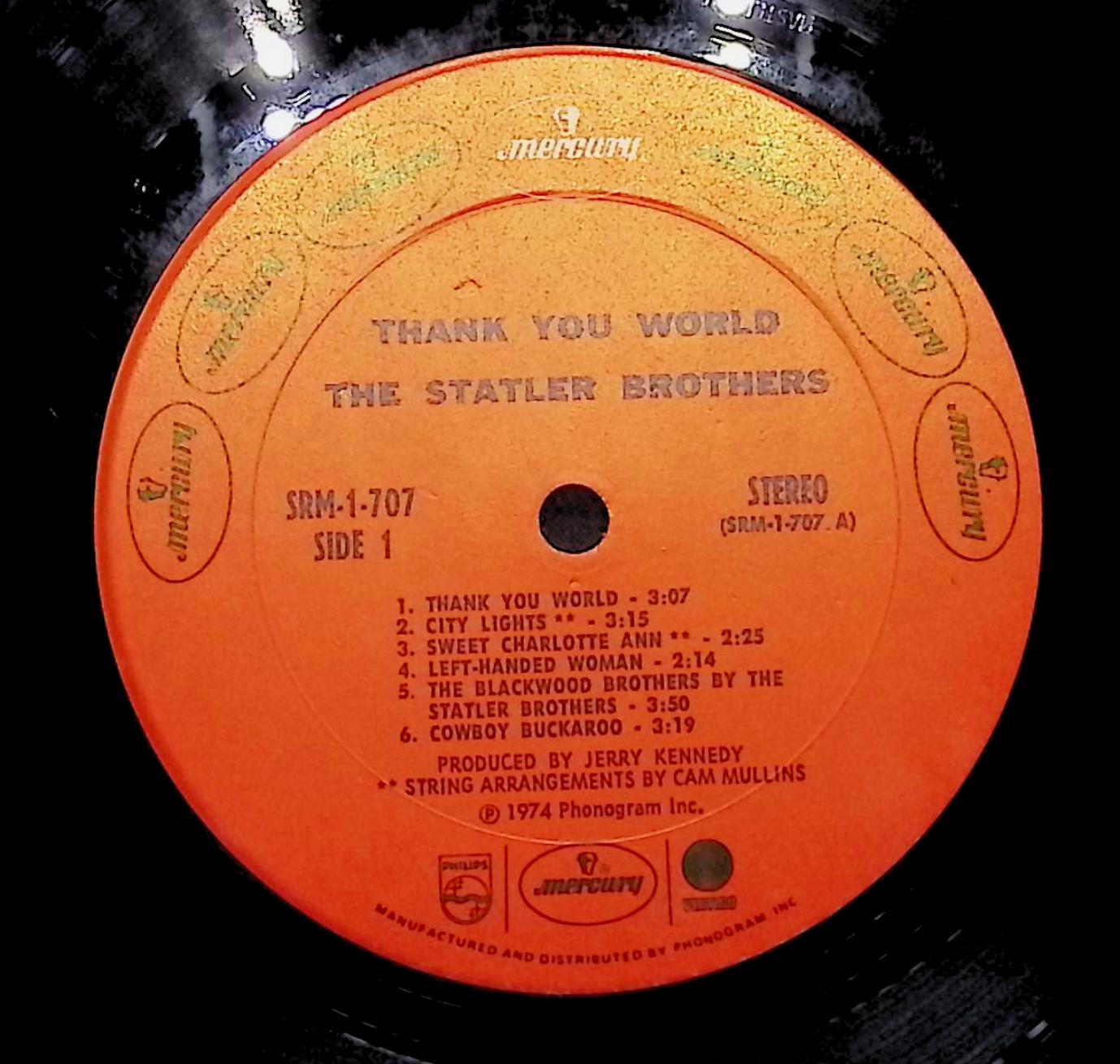 The Statler Brothers Thank You World 12" LP 1974 SRM-1-707 Folk, World, & Country — image 4