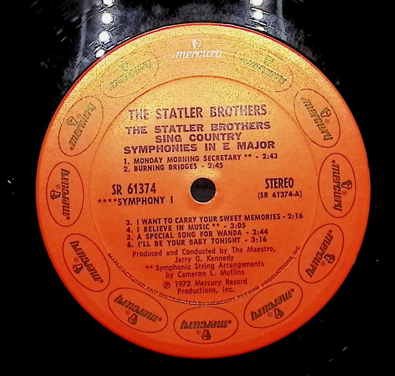 The Statler Brothers Sing Country Symphonies In E Major 12" LP 1972 SR-61374 Folk, World, & Country — image 2