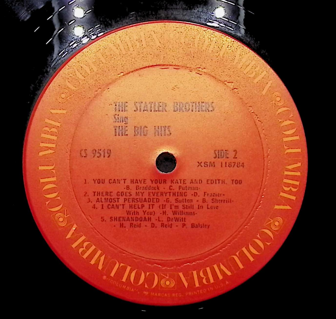 The Statler Brothers The Statler Brothers Sing The Big Hits 12" LP 1967 CS 9519 Folk, World, & Country — image 4
