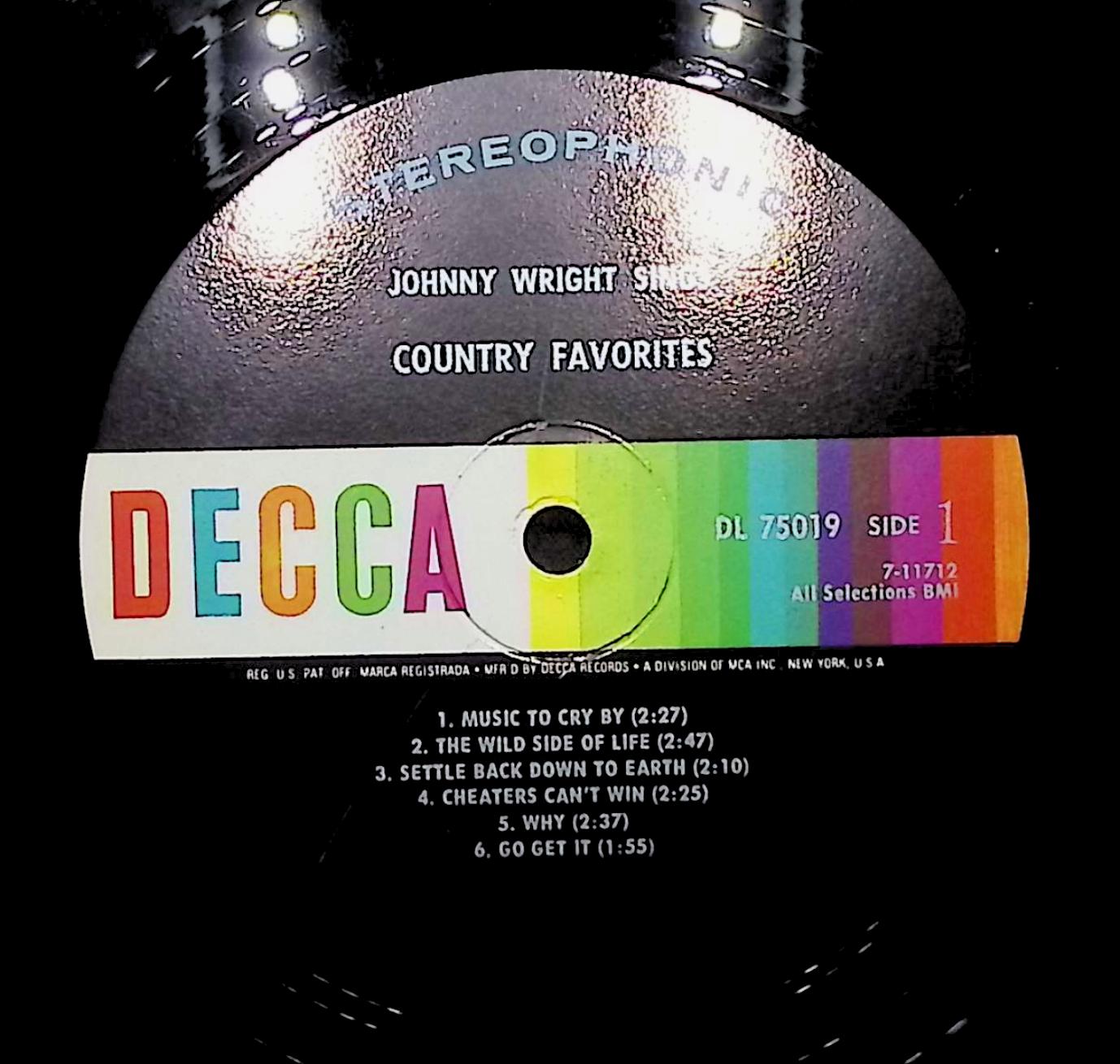 Johnny Wright (2) Sings Country Favorites 12" LP 1968 DL 75019 Folk, World, & Country — image 4