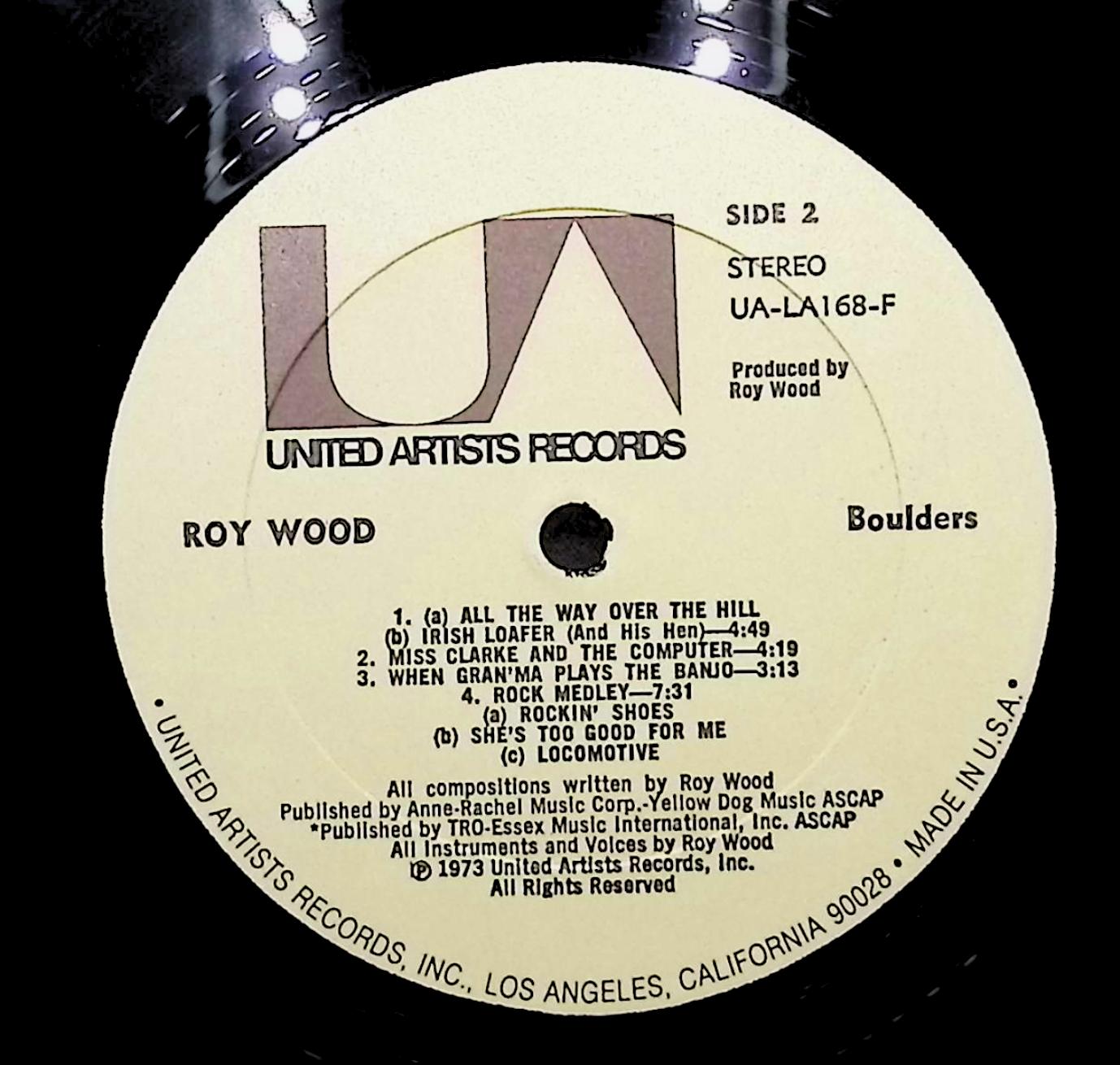 Roy Wood Boulders 12" LP 1973 UA-LA168-F Rock — image 4