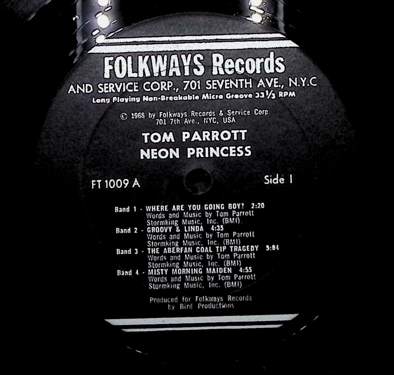 Tom Parrott Neon Princess 1968 LP FT 1009 	Rock, Folk, World, & Country  — image 2
