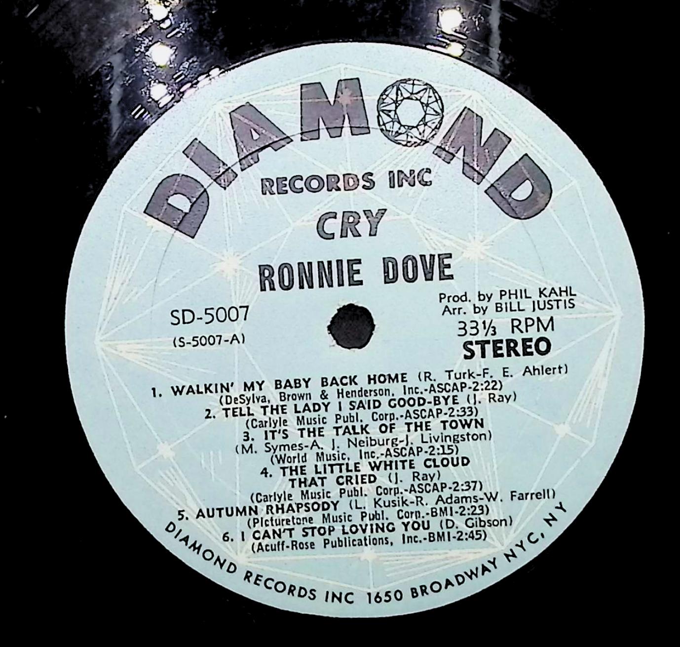 Ronnie Dove Cry 1967 LP SD-5007 Folk, World, & Country — image 4