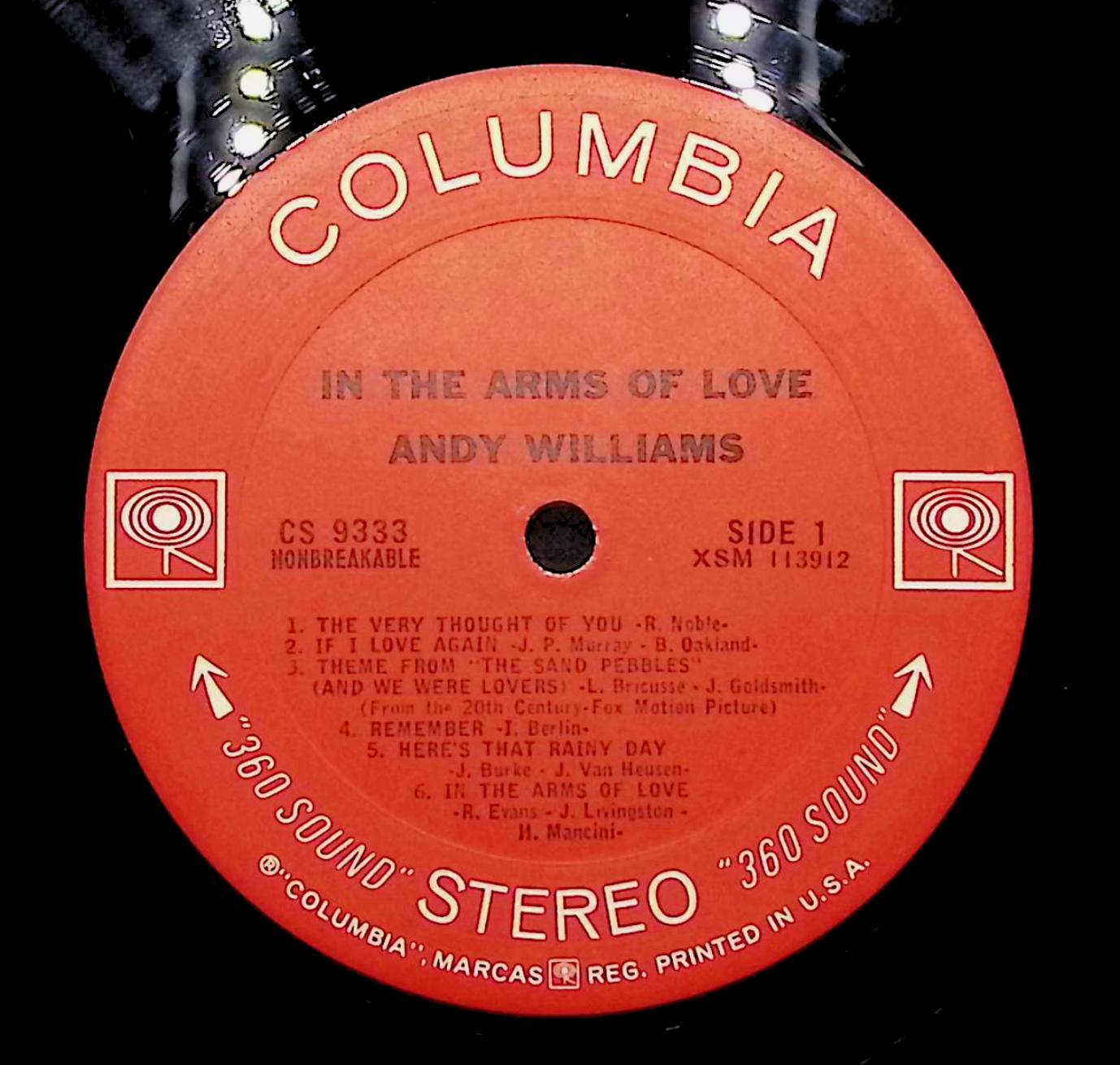 Andy Williams In The Arms Of Love 1966 LP CS 9333 	Jazz, Pop — image 4