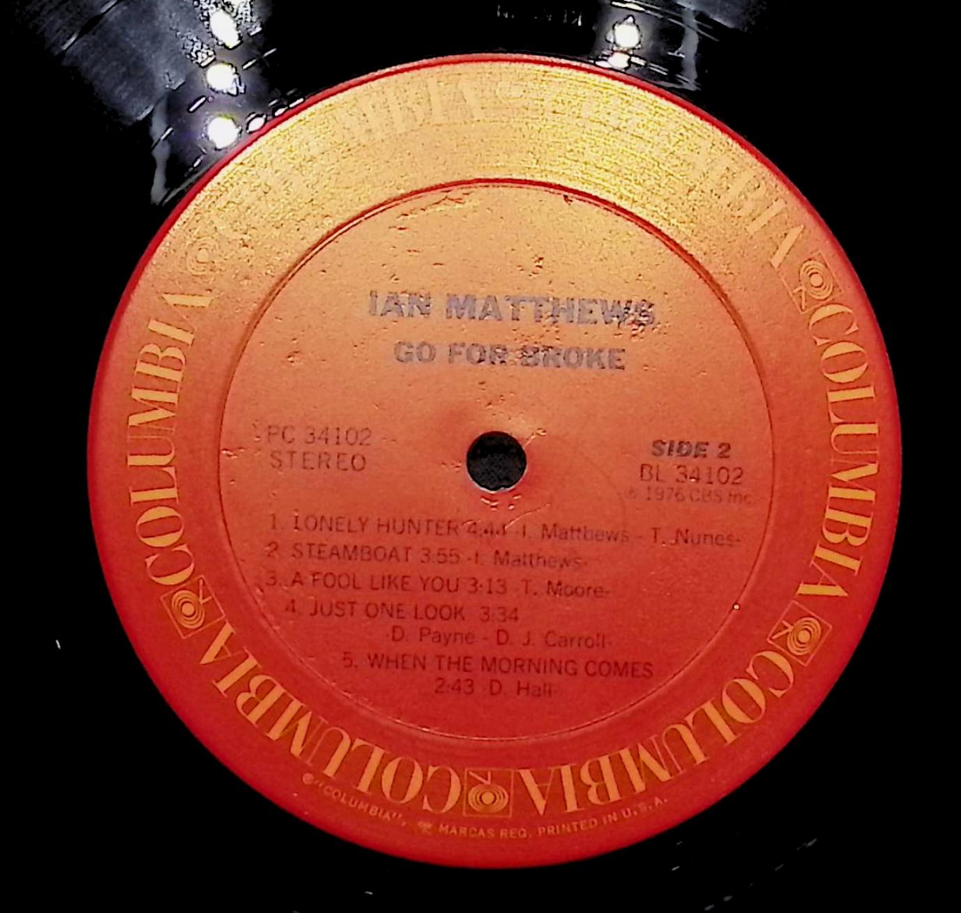 Iain Matthews Go For Broke 1976 LP PC 34102 Rock  — image 2