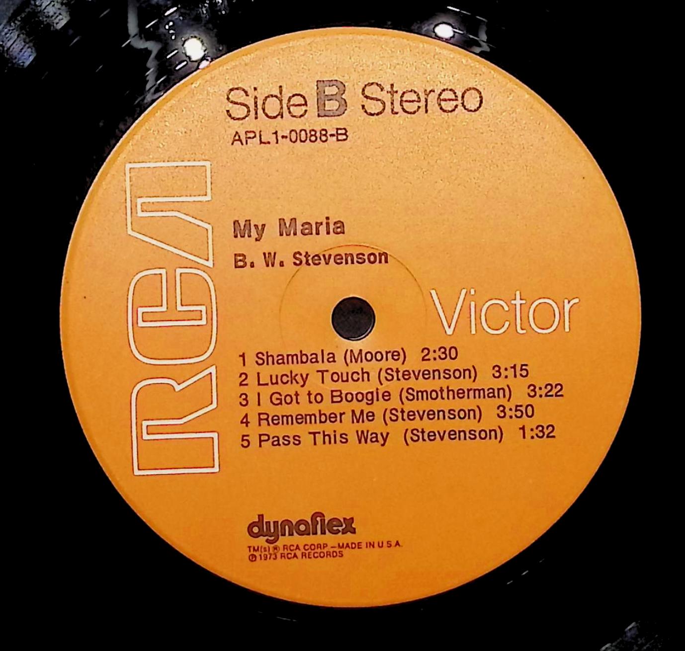 B.W. Stevenson My Maria 1973 LP APL1-0088 Rock — image 2
