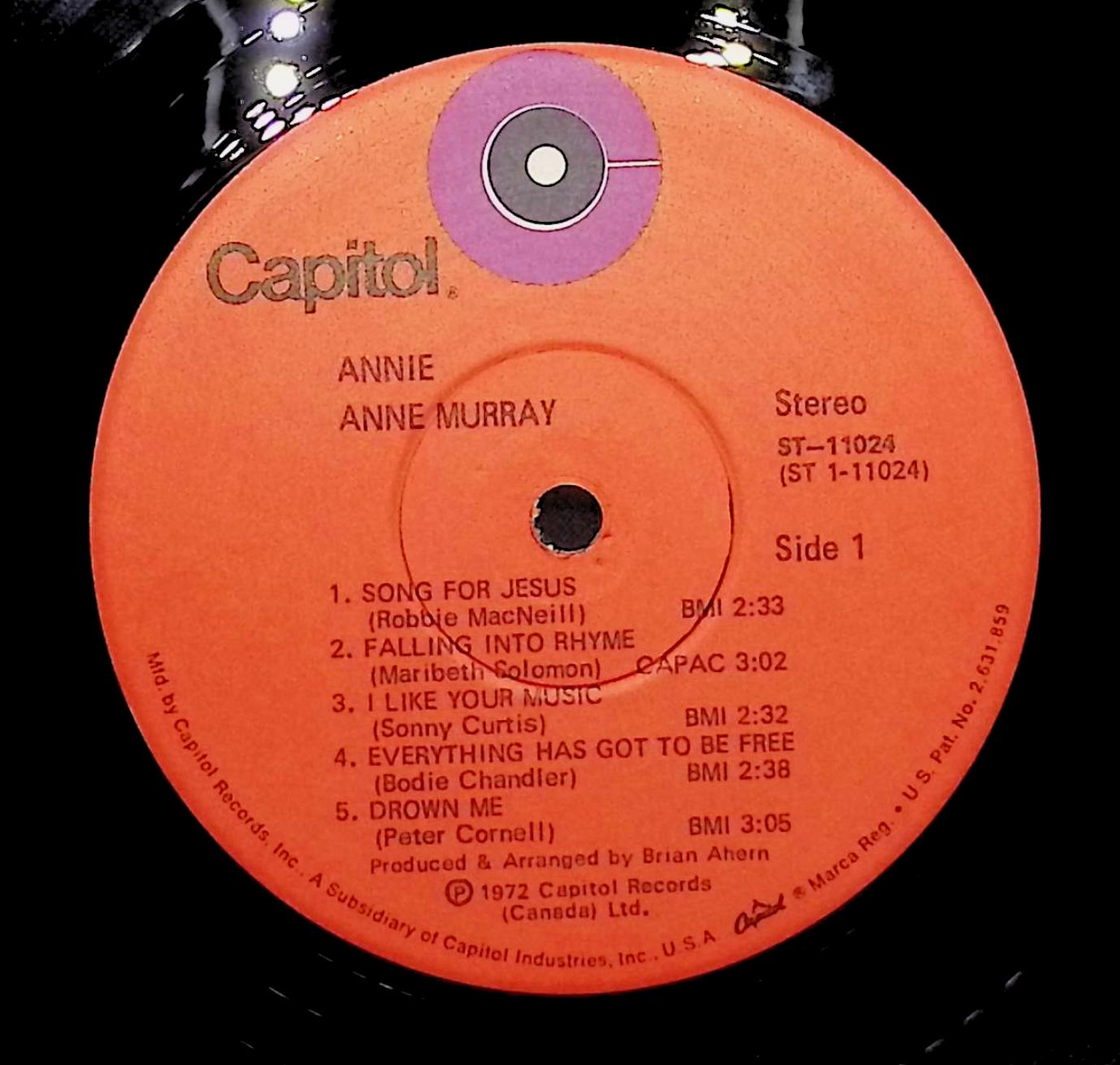 Anne Murray-Annie 1972 LP ST-11024 	Pop, Folk, World, & Country  — image 2