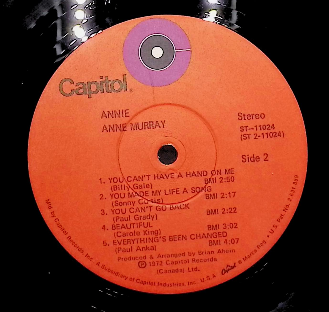 Anne Murray-Annie 1972 LP ST-11024 	Pop, Folk, World, & Country  — image 4