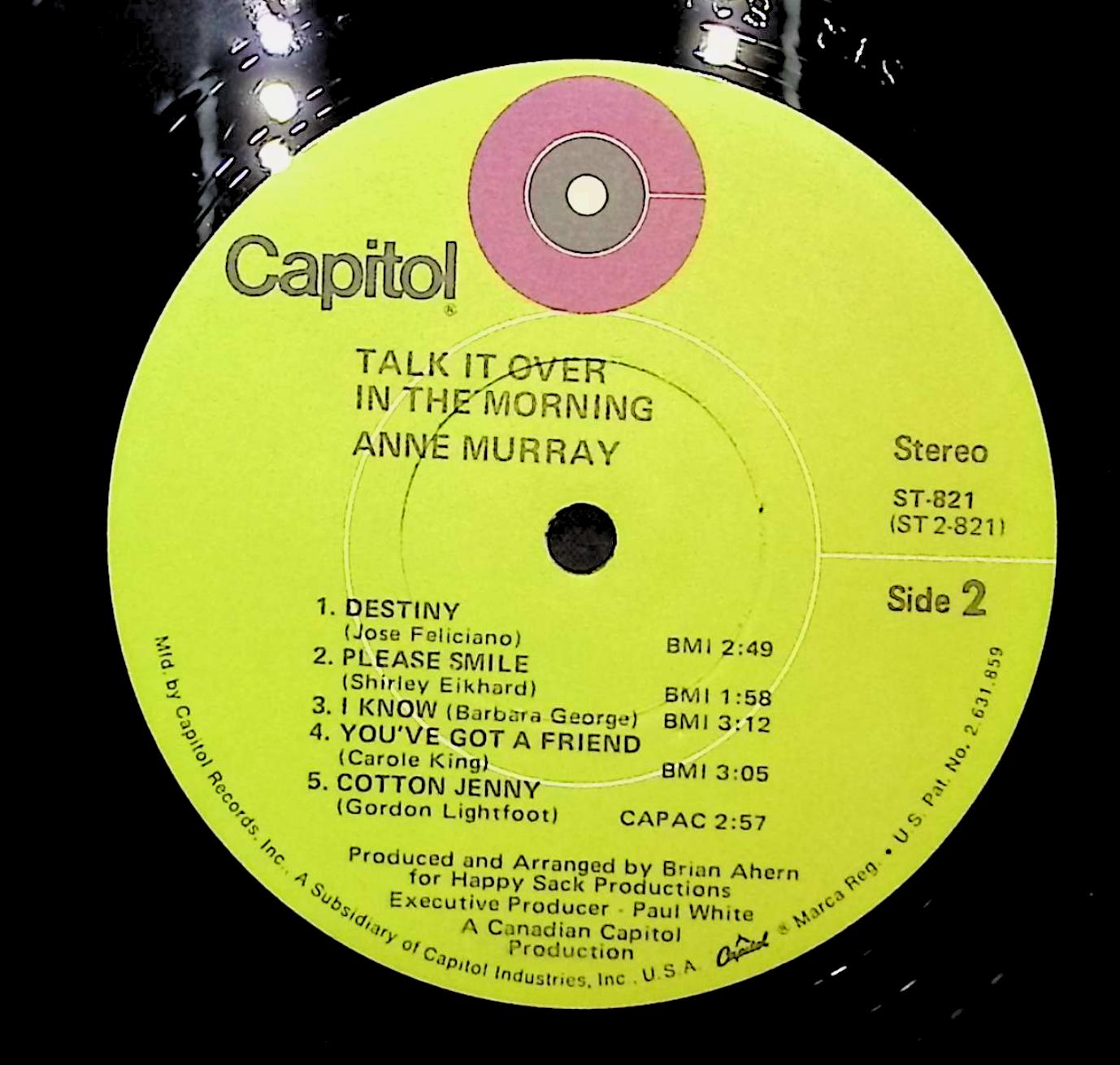 Anne Murray Talk It Over In The Morning 1971 LP  Folk, World, & Country  — image 2