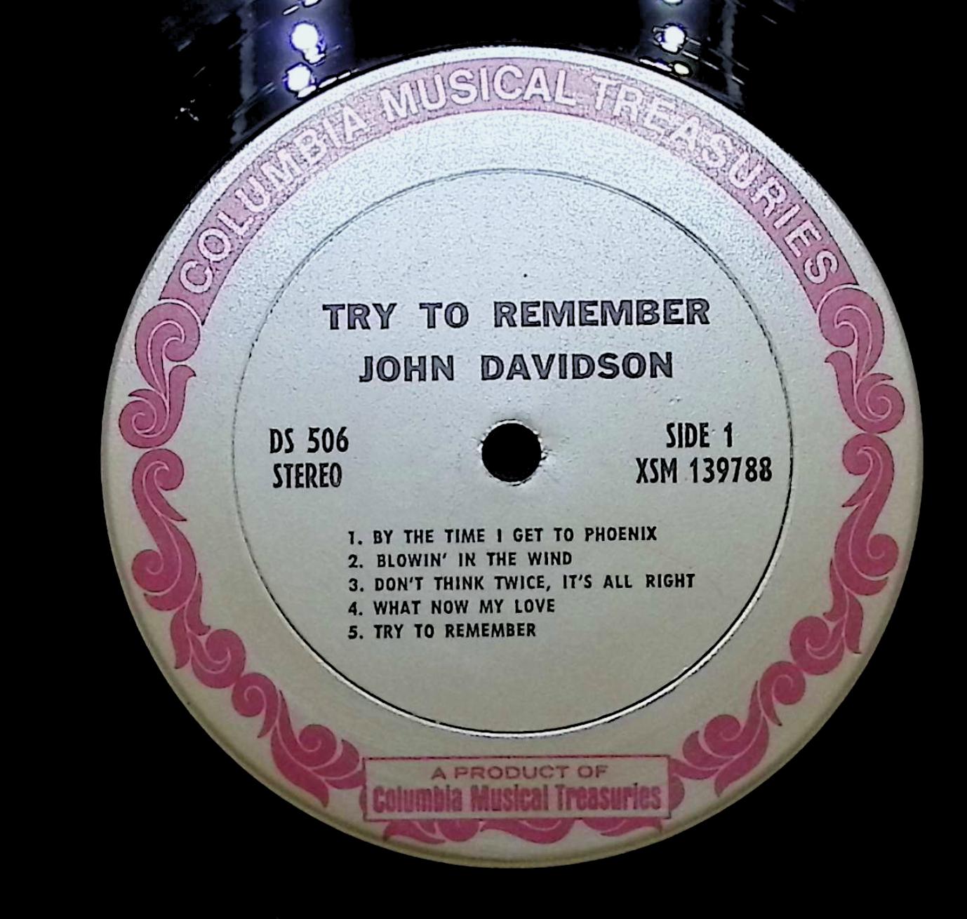 John Davidson Try To Remember 12" LP 1969 DS 506 Pop — image 4