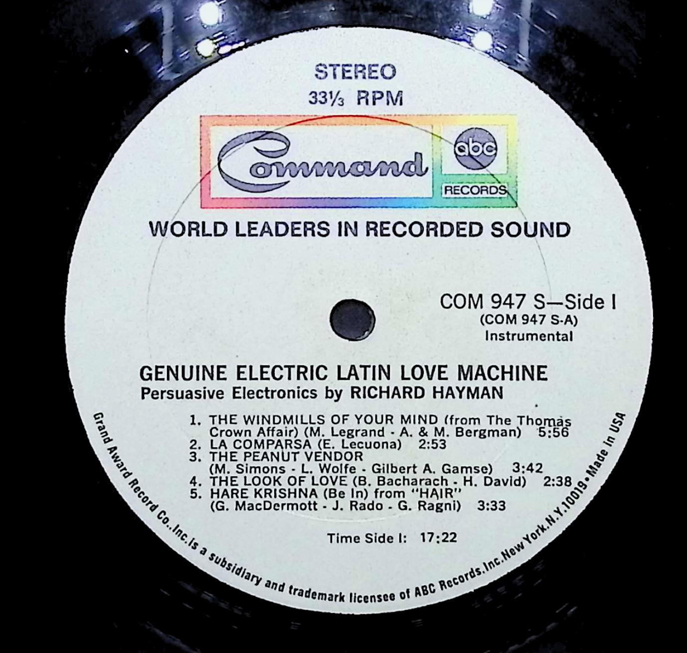 Richard Hayman Genuine Electric Latin Love Machine 12" LP 1969 COM 947 S Electronic — image 4