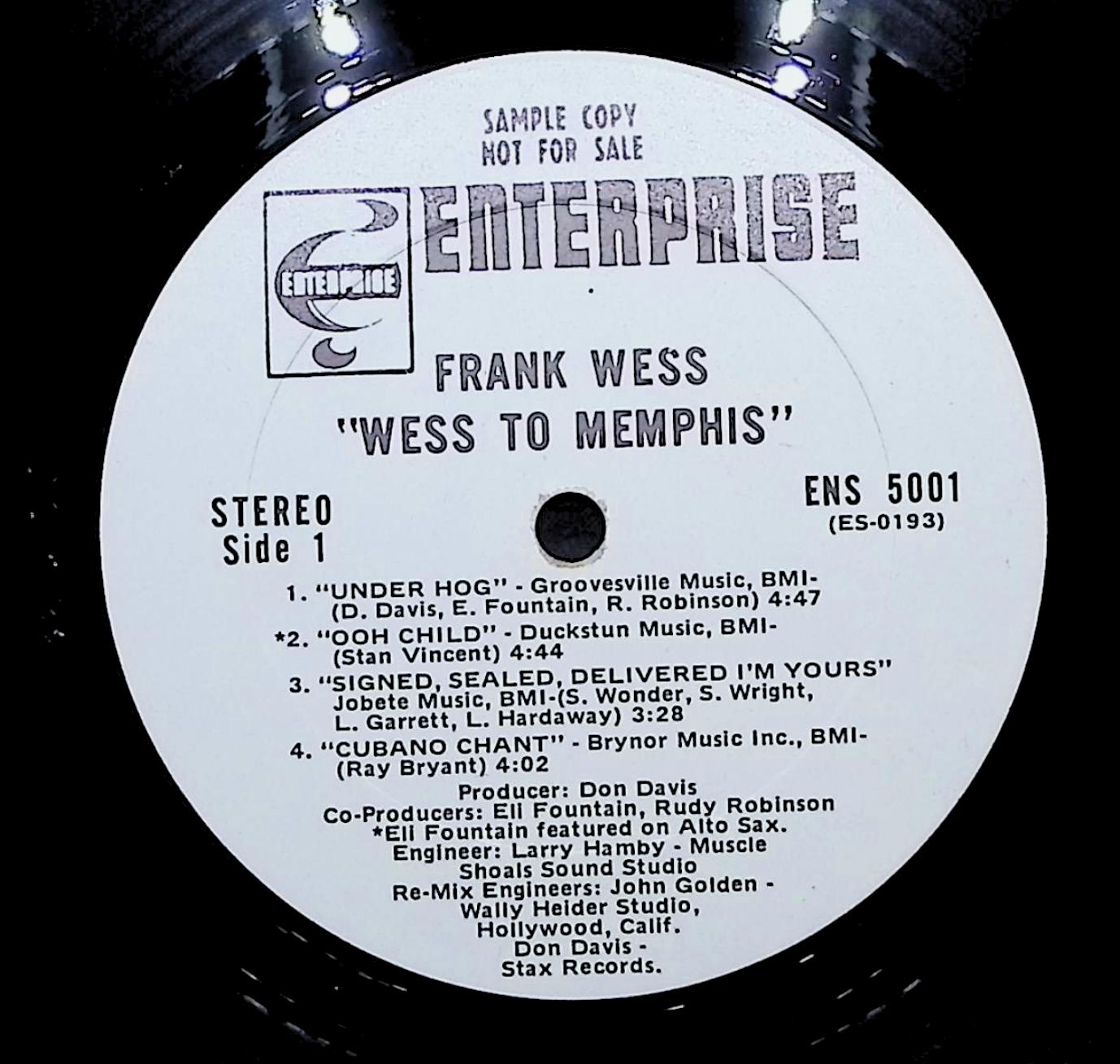 Frank Wess Wess To Memphis 12" LP 1971 ENS 5001 Jazz — image 2