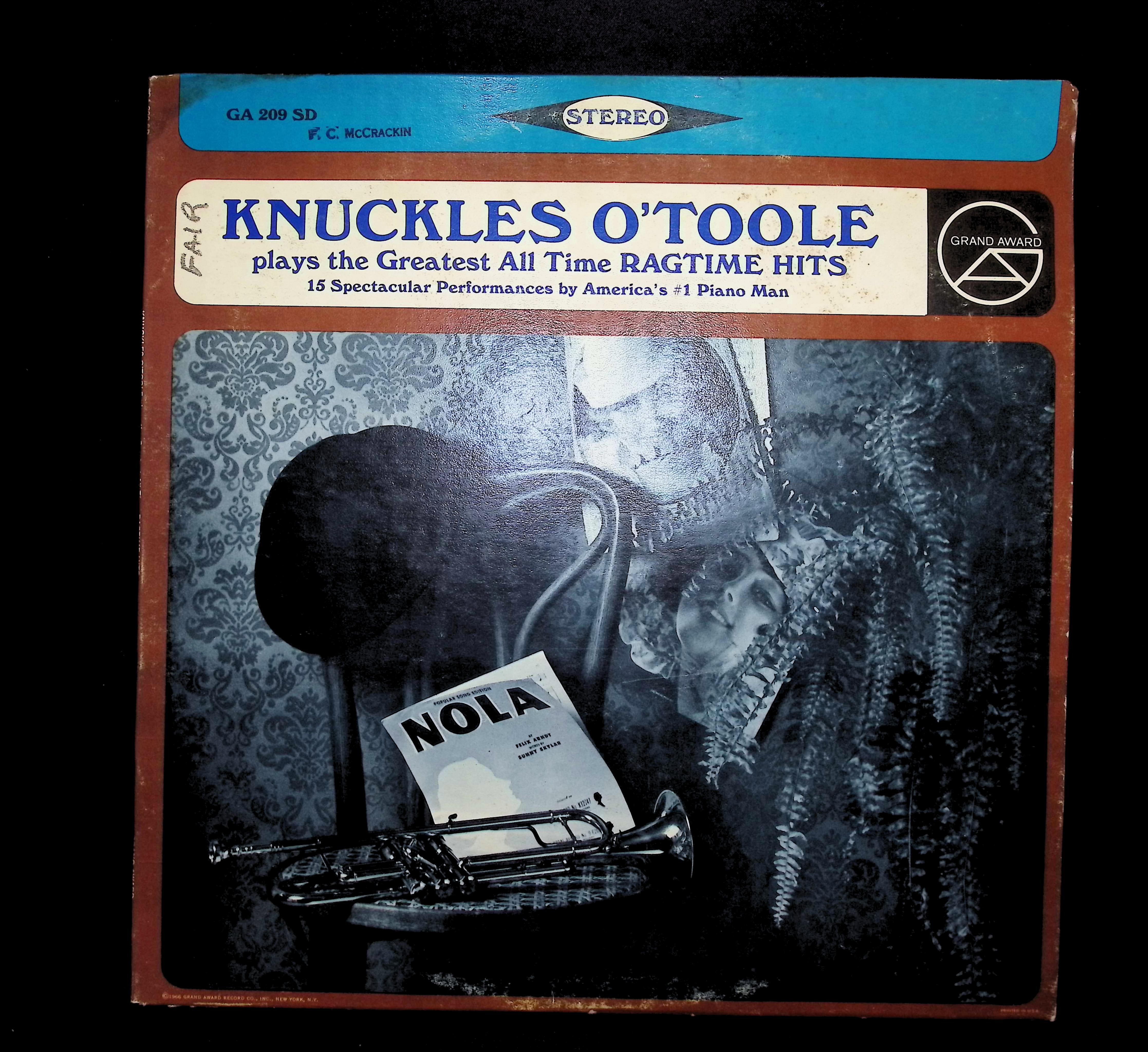 Knuckles O'Toole Knuckles O'Toole Plays The Greatest All-Time Ragtime Hits 12" LP 1960 GA 209 SD Jazz